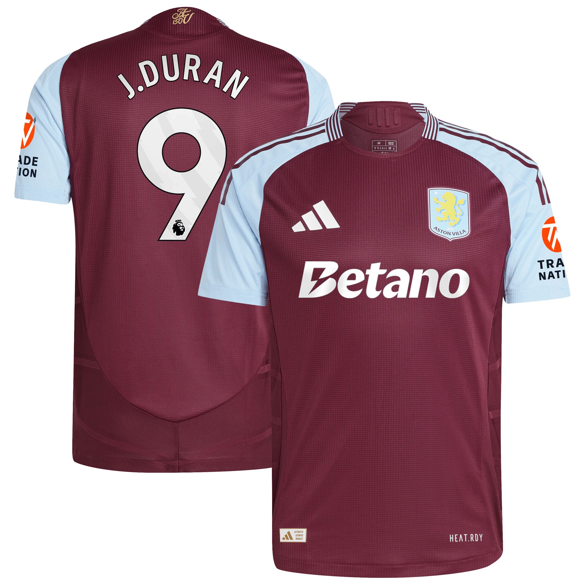aston villa adidas home authentic shirt 2024-25 with j.duran 9 printing Collection | Official Aston Villa FC Gear Online