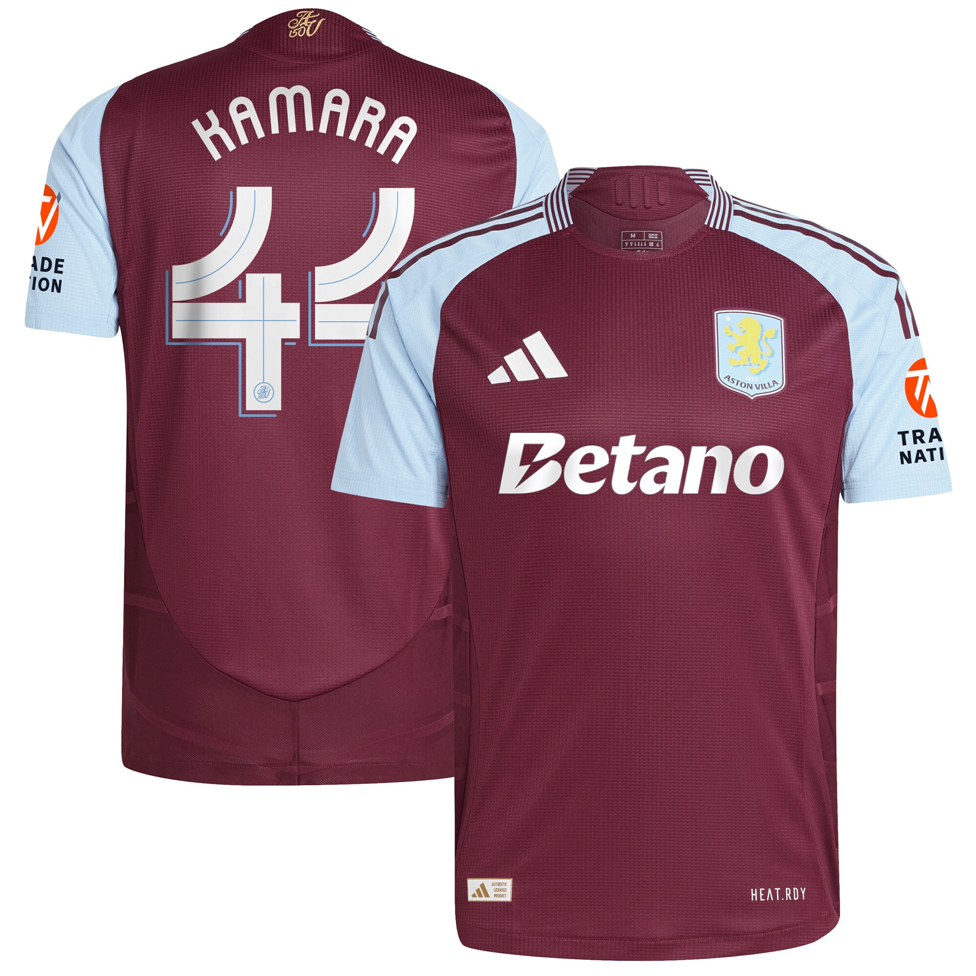 aston villa adidas home authentic shirt 2024-25 with kamara 44 cup printing Collection | Official Aston Villa FC Gear Online