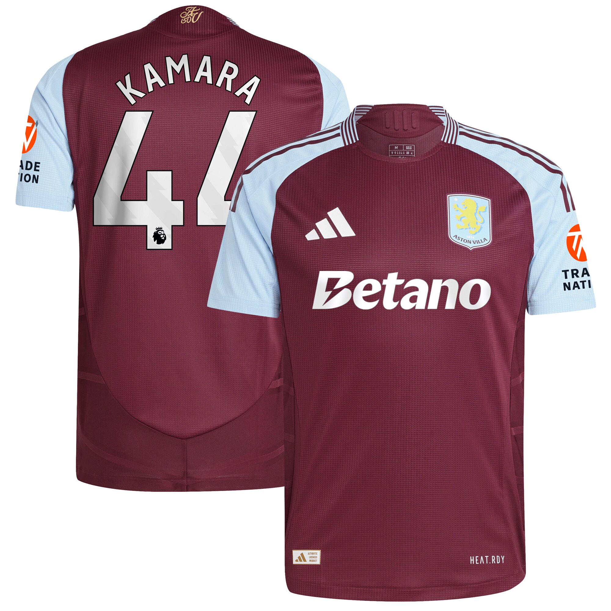 aston villa adidas home authentic shirt 2024-25 with kamara 44 printing Collection | Official Aston Villa FC Gear Online
