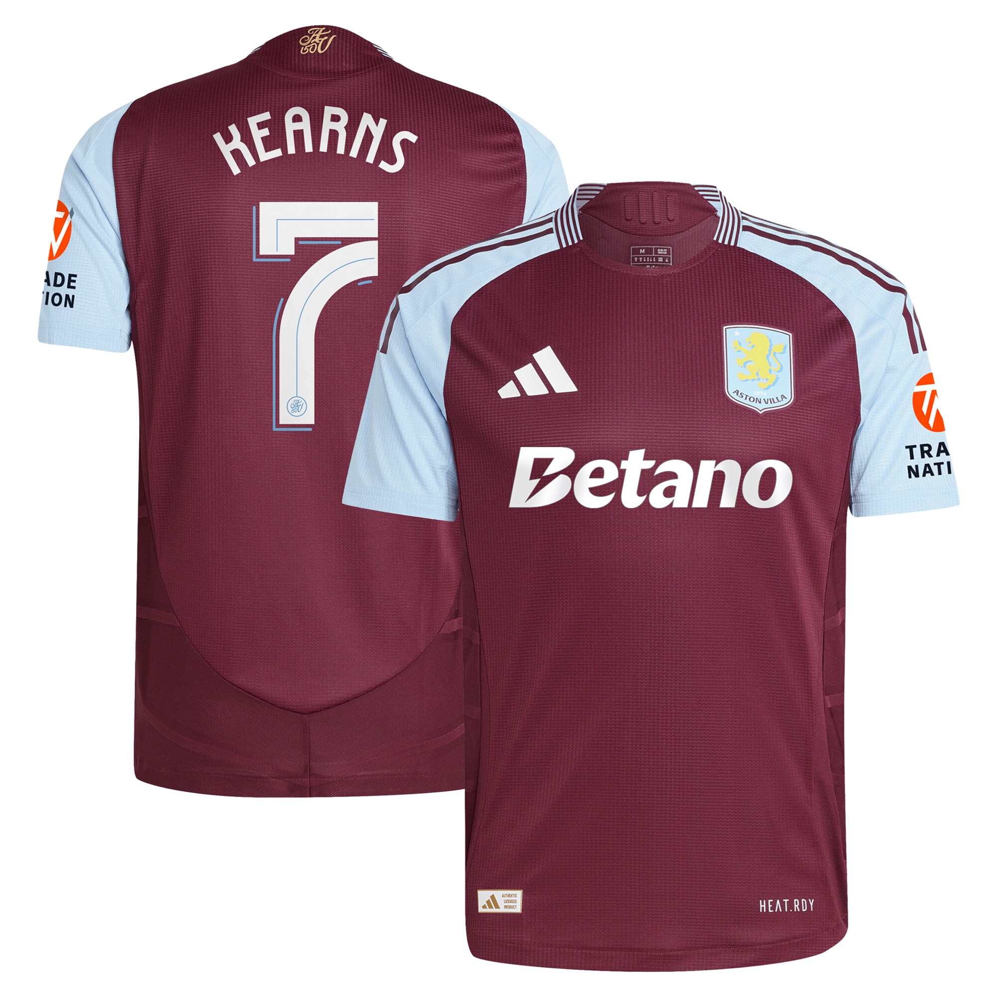 aston villa adidas home authentic shirt 2024-25 with kearns 7 cup printing Collection | Official Aston Villa FC Gear Online