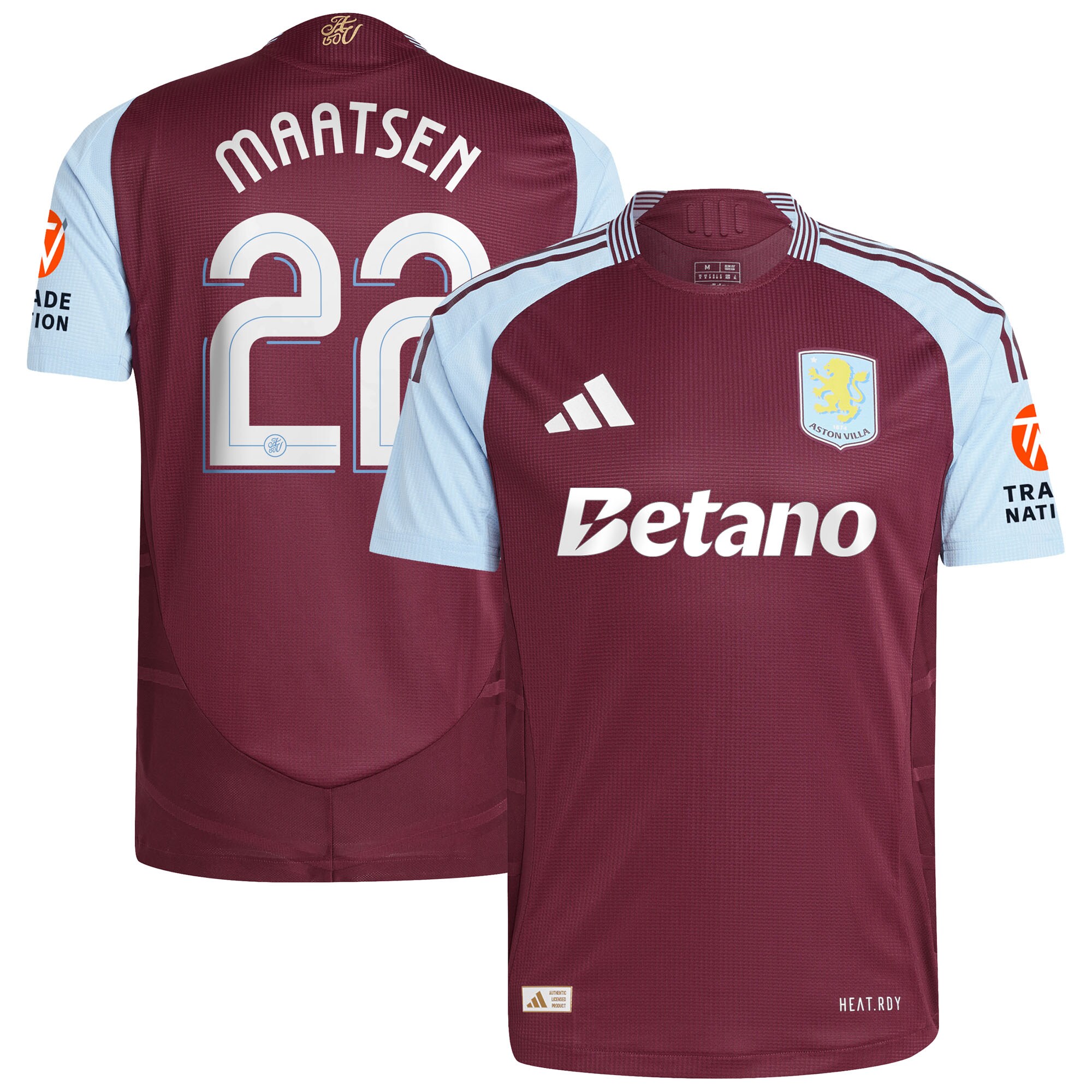 aston villa adidas home authentic shirt 2024-25 with maatsen 22 cup printing Collection | Official Aston Villa FC Gear Online