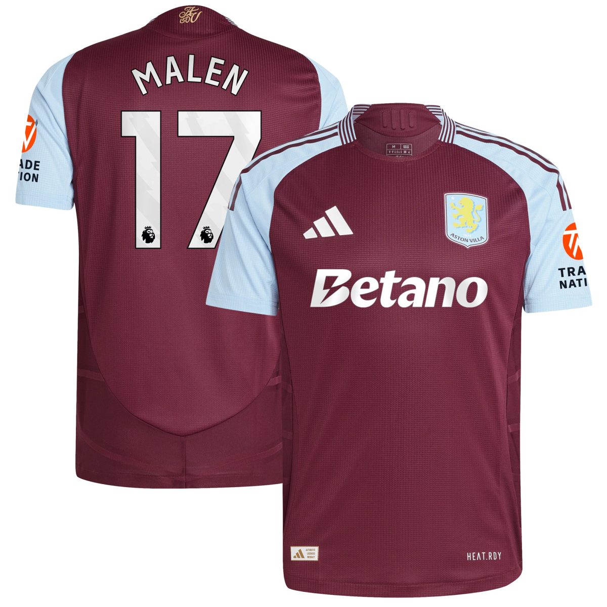aston villa adidas home authentic shirt 2024-25 with malen 17 printing Collection | Official Aston Villa FC Gear Online