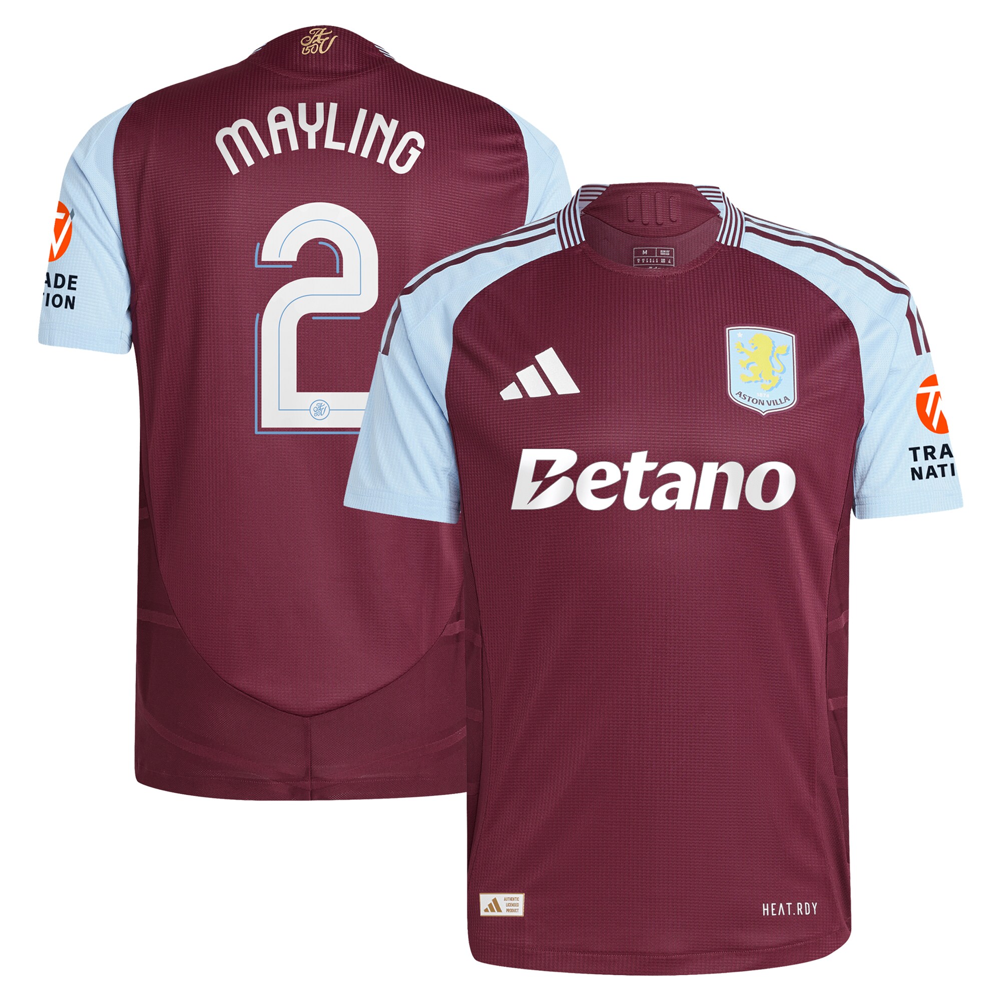 aston villa adidas home authentic shirt 2024-25 with mayling 2 cup printing Collection | Official Aston Villa FC Gear Online