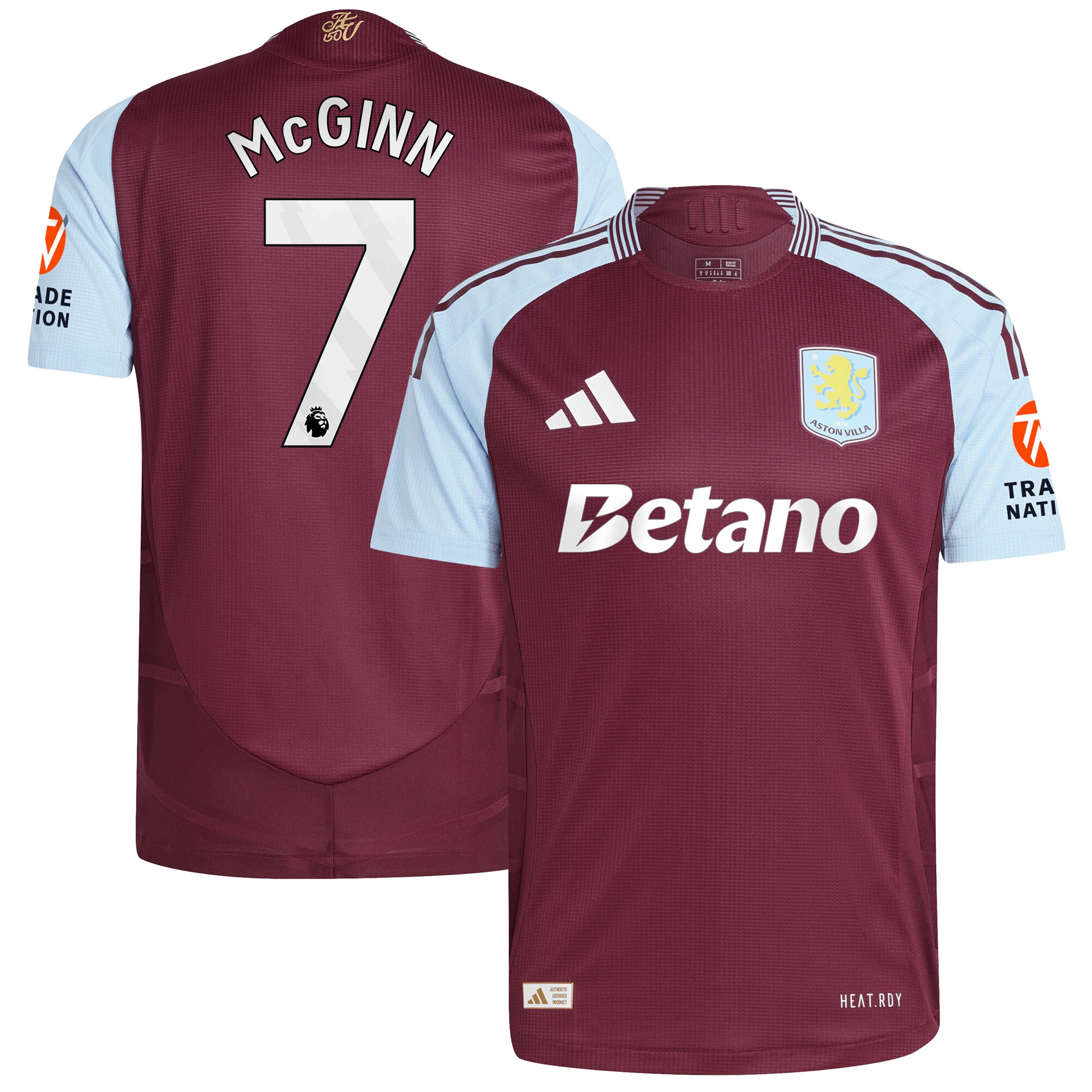 aston villa adidas home authentic shirt 2024-25 with mcginn 7 printing Collection | Official Aston Villa FC Gear Online
