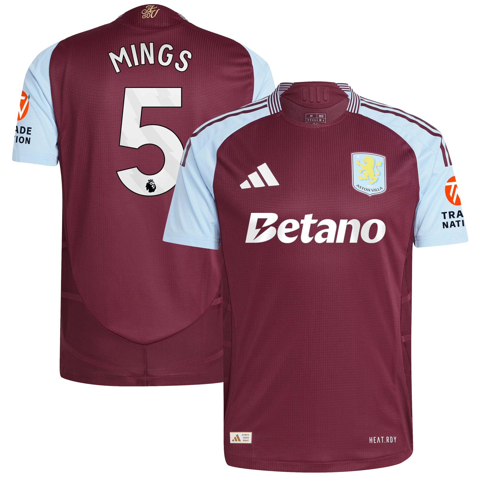 aston villa adidas home authentic shirt 2024-25 with mings 5 printing Collection | Official Aston Villa FC Gear Online