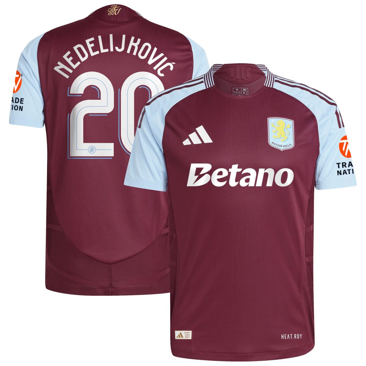 aston villa adidas home authentic shirt 2024-25 with nedeljković 20 cup printing Collection | Official Aston Villa FC Gear Online