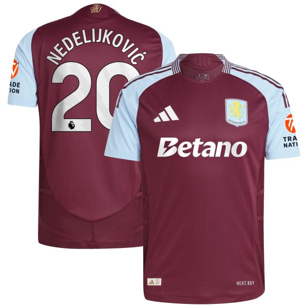 aston villa adidas home authentic shirt 2024-25 with nedeljković 20 printing Collection | Official Aston Villa FC Gear Online