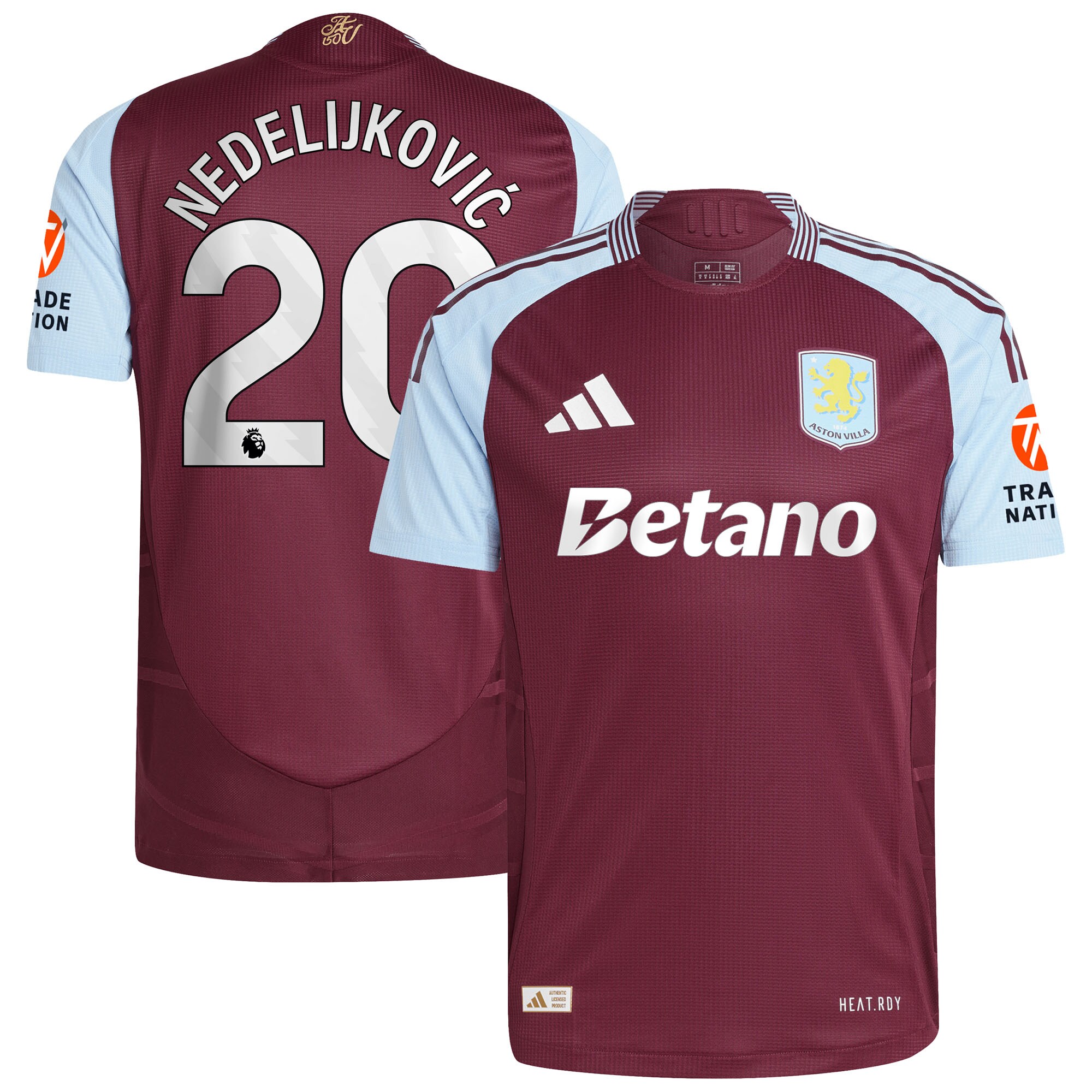 aston villa adidas home authentic shirt 2024-25 with nedeljković 20 printing Collection | Official Aston Villa FC Gear Online