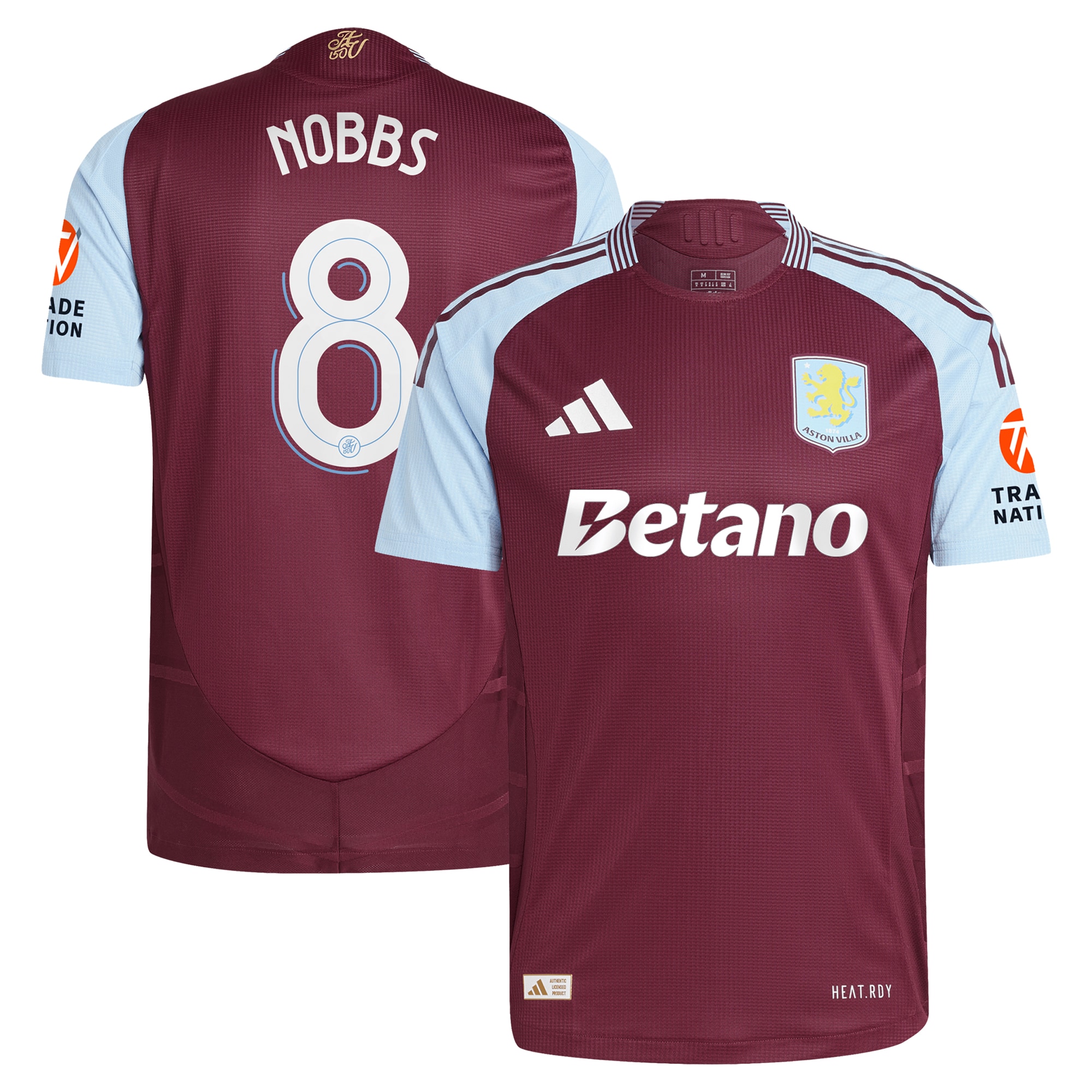 aston villa adidas home authentic shirt 2024-25 with nobbs 8 cup printing Collection | Official Aston Villa FC Gear Online