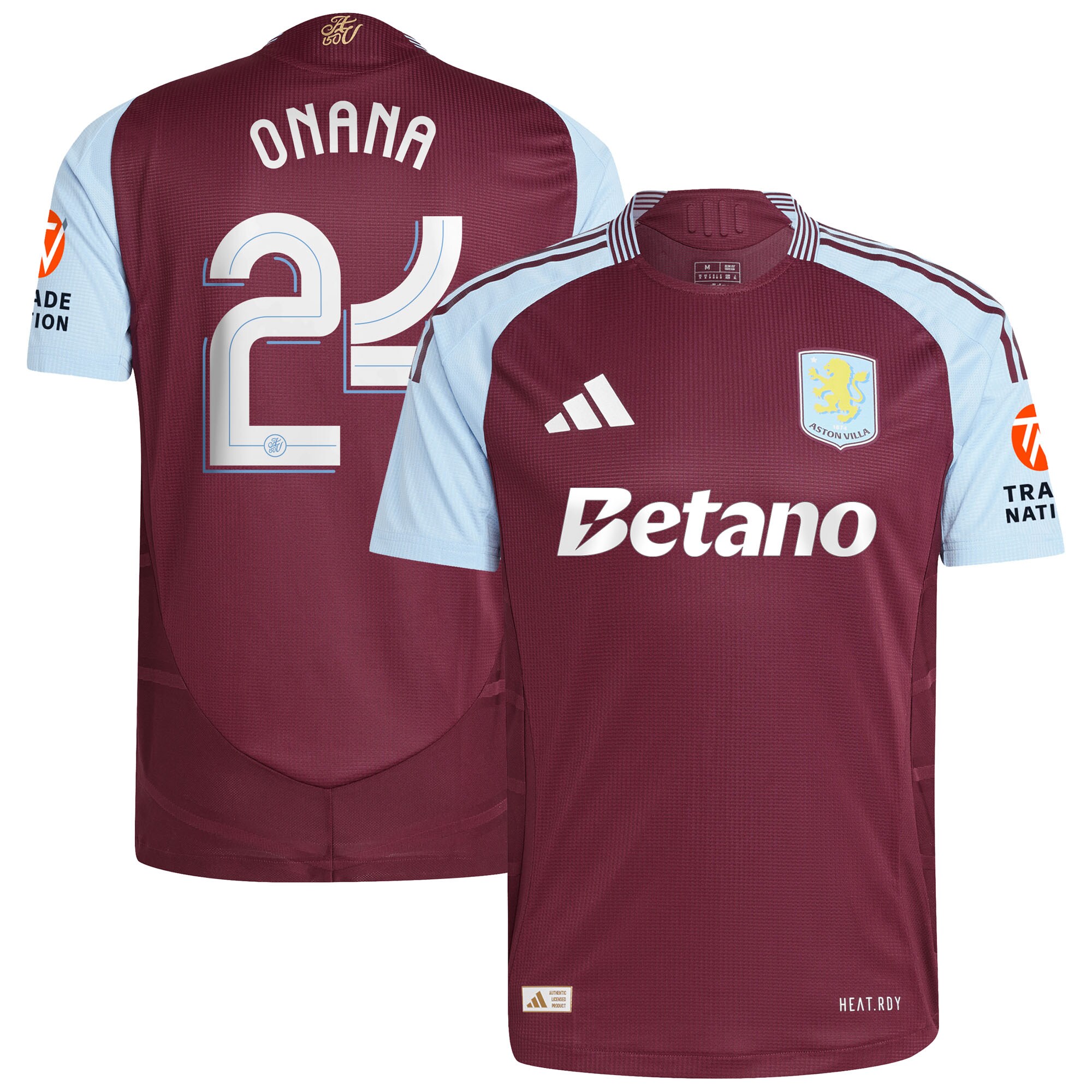 aston villa adidas home authentic shirt 2024-25 with onana 24 cup printing Collection | Official Aston Villa FC Gear Online