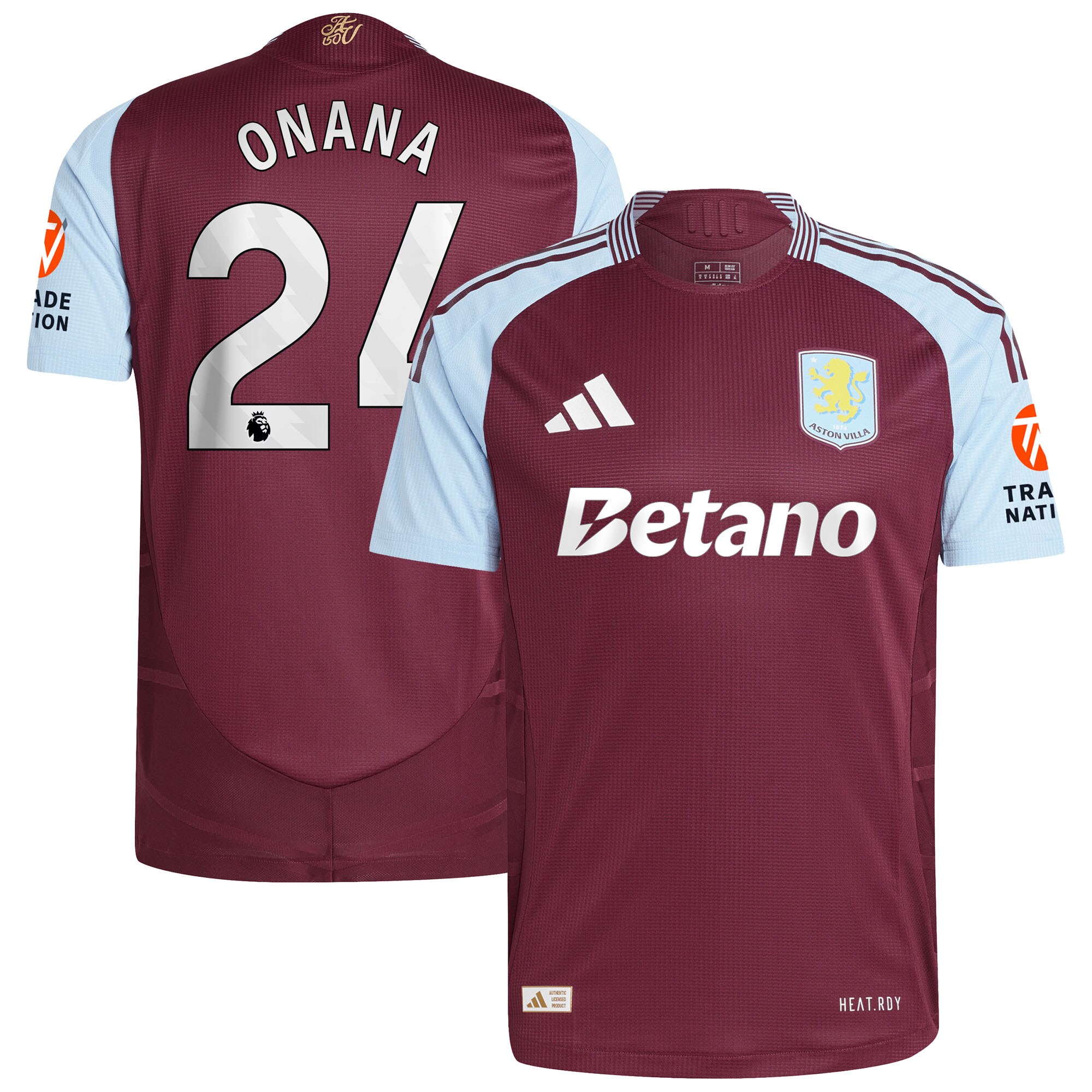 aston villa adidas home authentic shirt 2024-25 with onana 24 printing Collection | Official Aston Villa FC Gear Online
