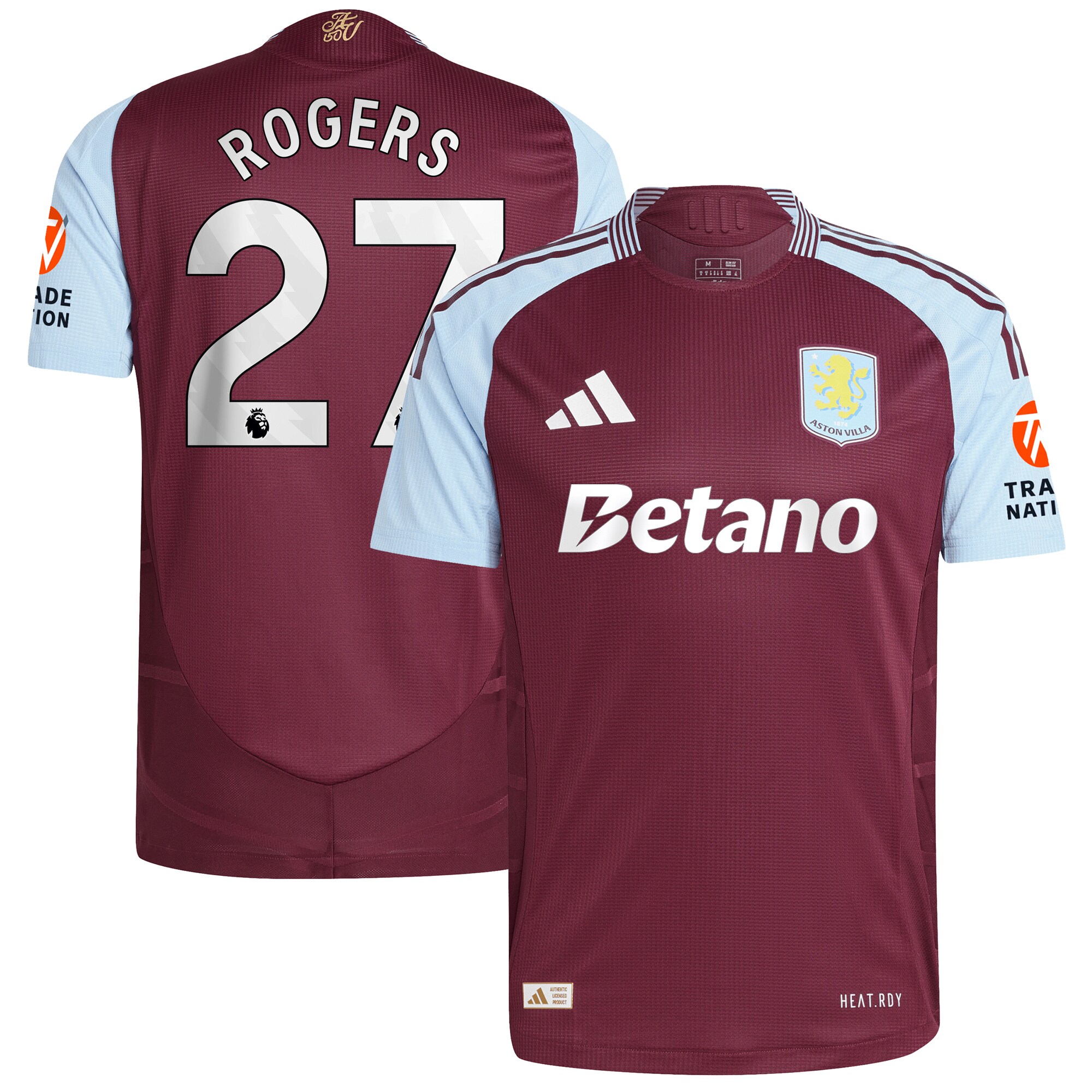 aston villa adidas home authentic shirt 2024-25 with rogers 27 printing Collection | Official Aston Villa FC Gear Online
