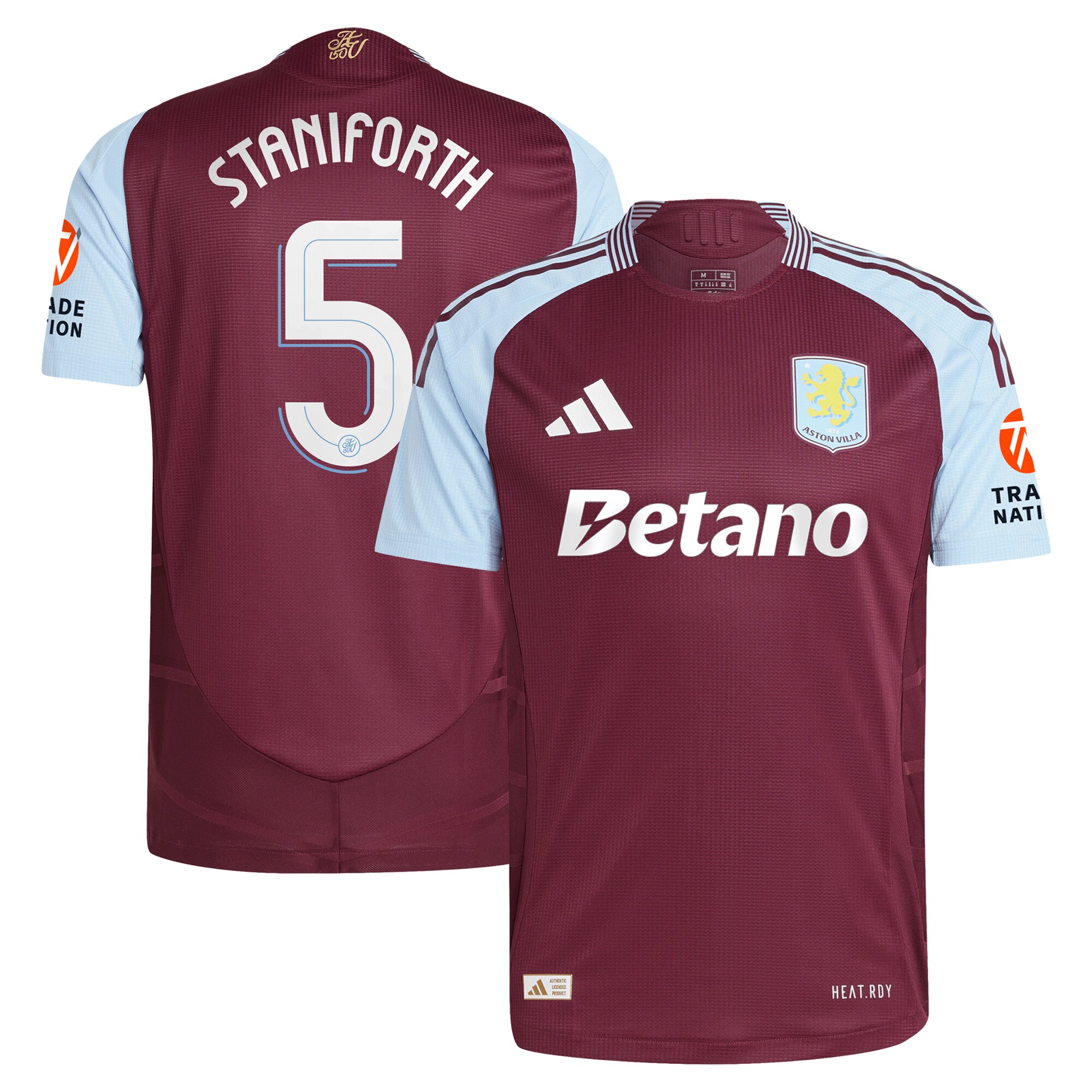aston villa adidas home authentic shirt 2024-25 with staniforth 5 cup printing Collection | Official Aston Villa FC Gear Online