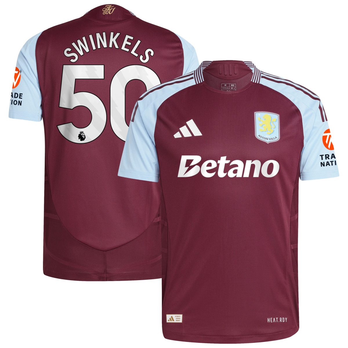 aston villa adidas home authentic shirt 2024-25 with swinkels 50 printing Collection | Official Aston Villa FC Gear Online