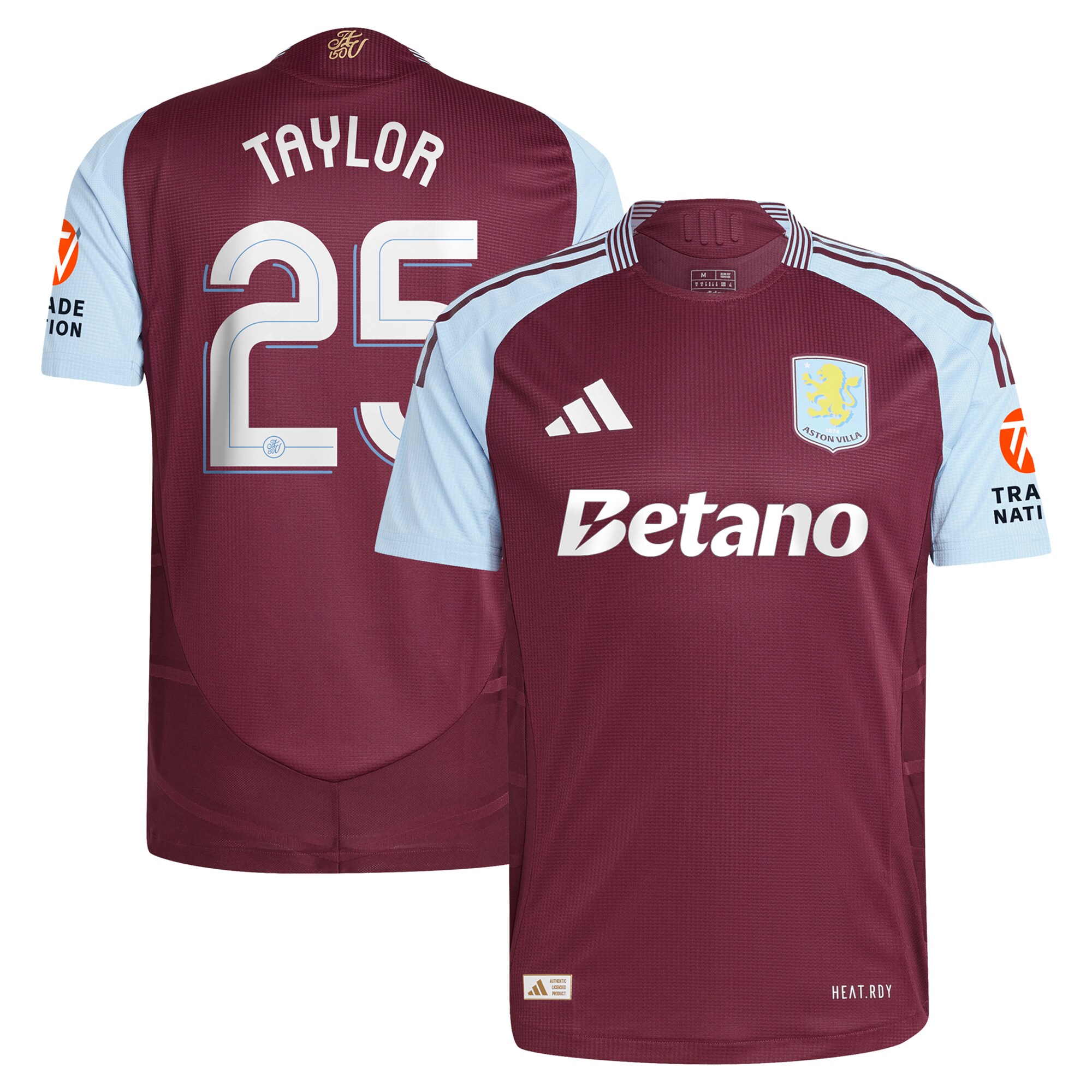 aston villa adidas home authentic shirt 2024-25 with taylor 25 cup printing Collection | Official Aston Villa FC Gear Online