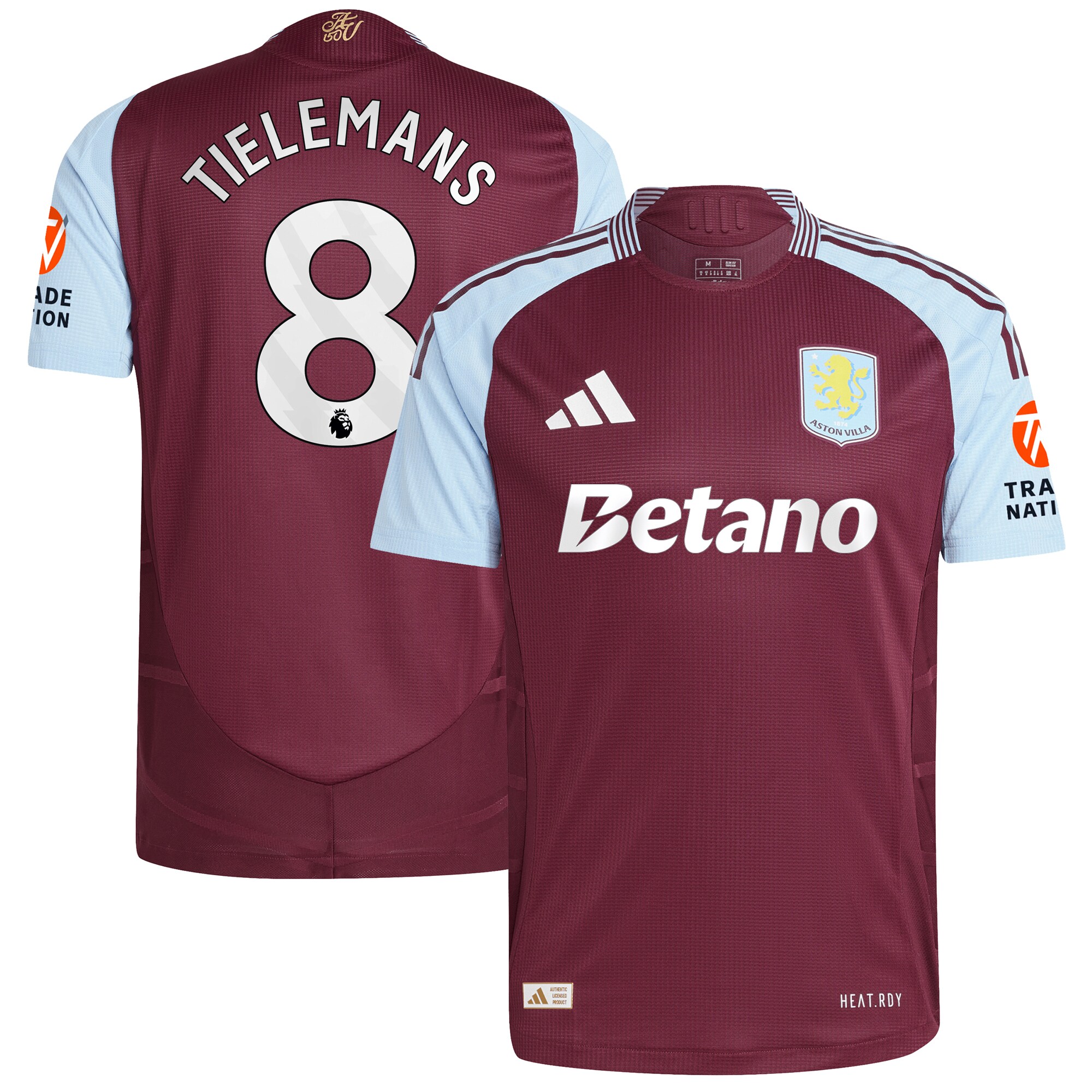 aston villa adidas home authentic shirt 2024-25 with tielemans 8 printing Collection | Official Aston Villa FC Gear Online