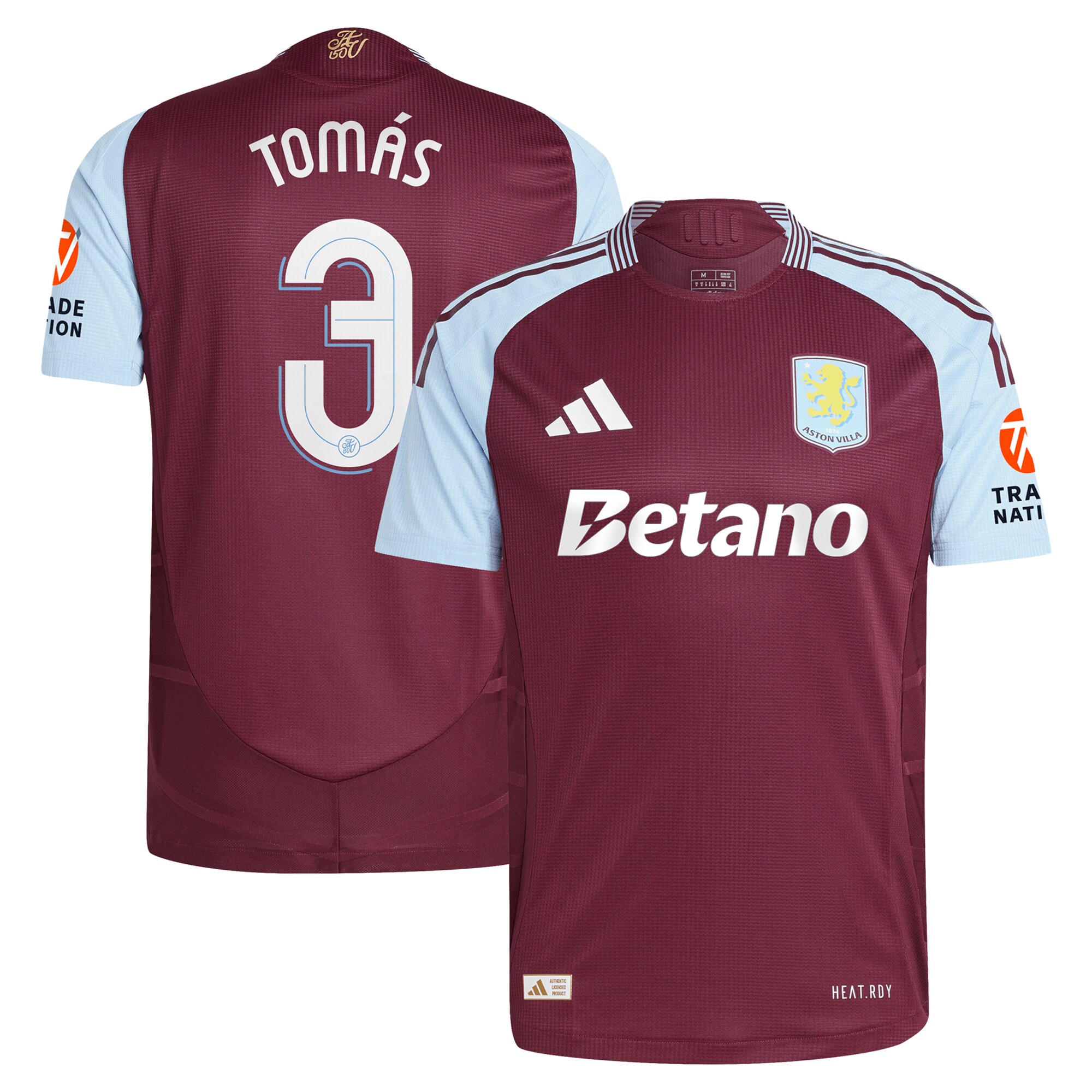 aston villa adidas home authentic shirt 2024-25 with tomás 3 cup printing Collection | Official Aston Villa FC Gear Online