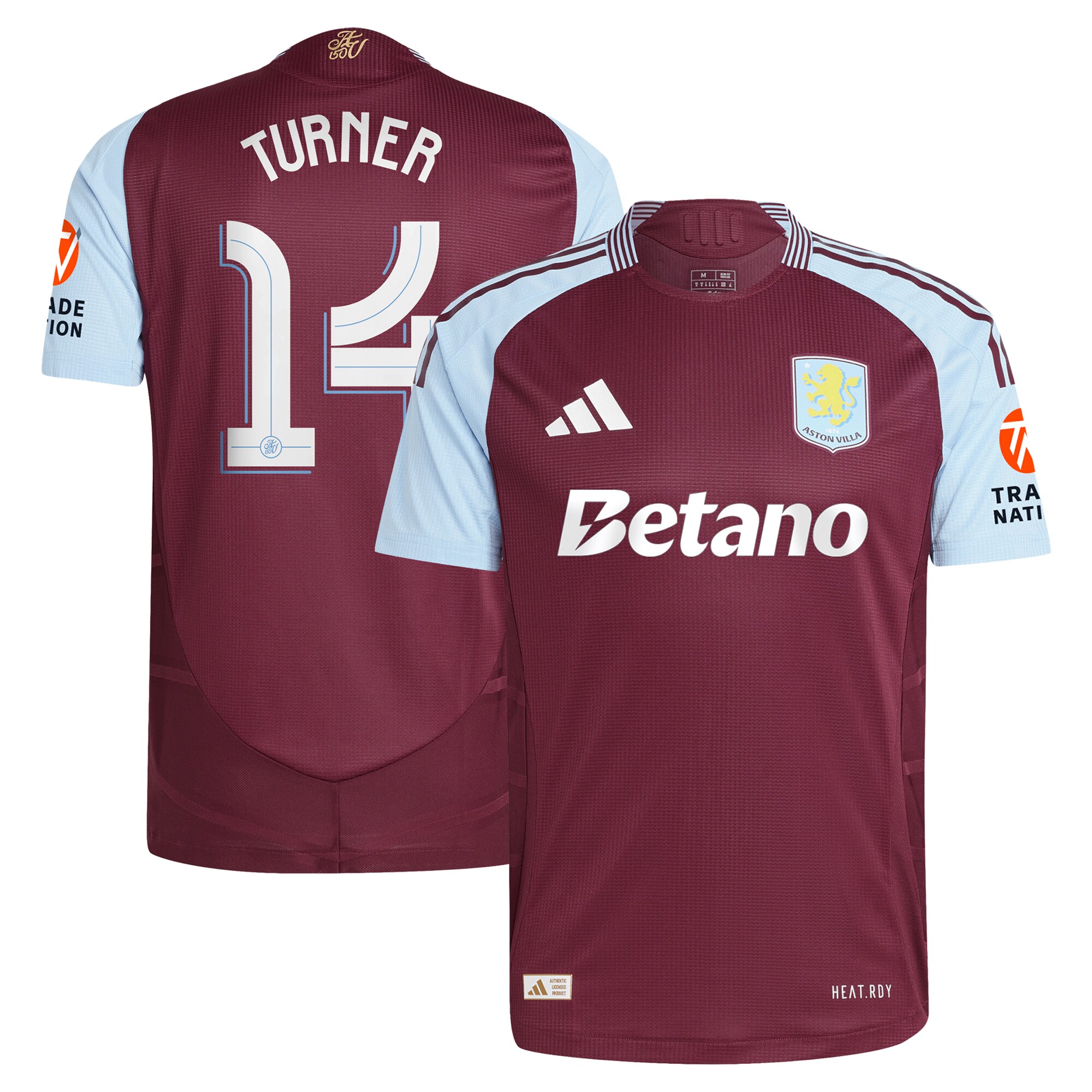 aston villa adidas home authentic shirt 2024-25 with turner 14 cup printing Collection | Official Aston Villa FC Gear Online