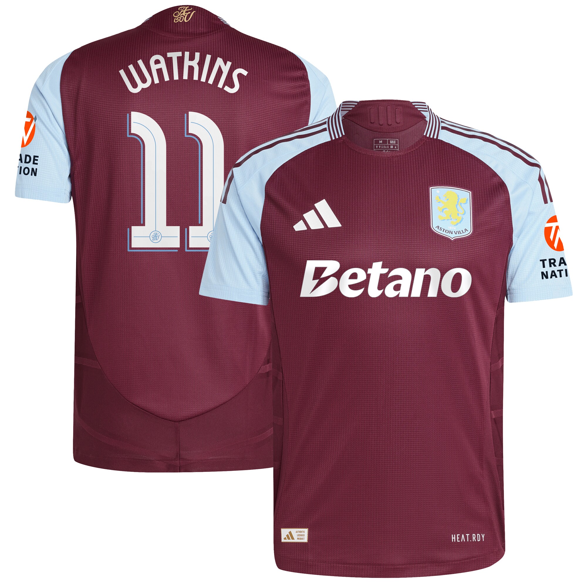 aston villa adidas home authentic shirt 2024-25 with watkins 11 cup printing Collection | Official Aston Villa FC Gear Online