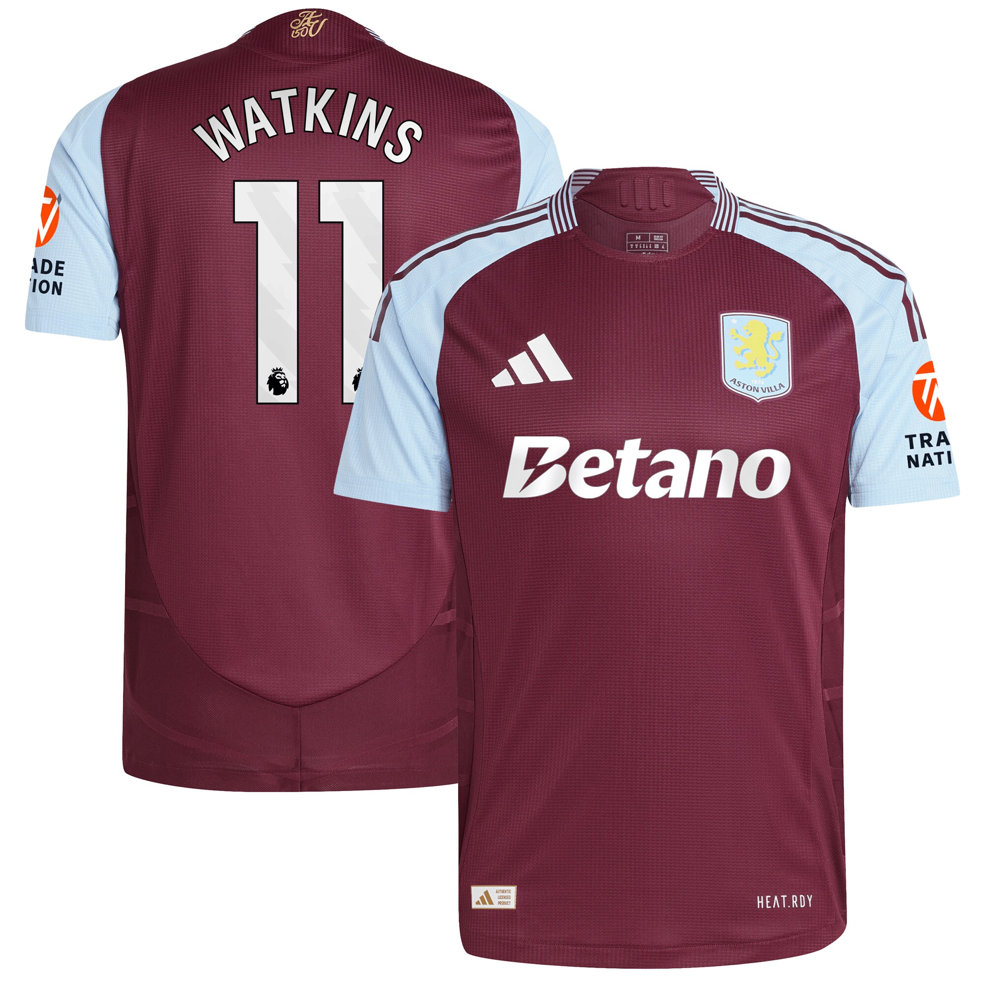 aston villa adidas home authentic shirt 2024-25 with watkins 11 printing Collection | Official Aston Villa FC Gear Online