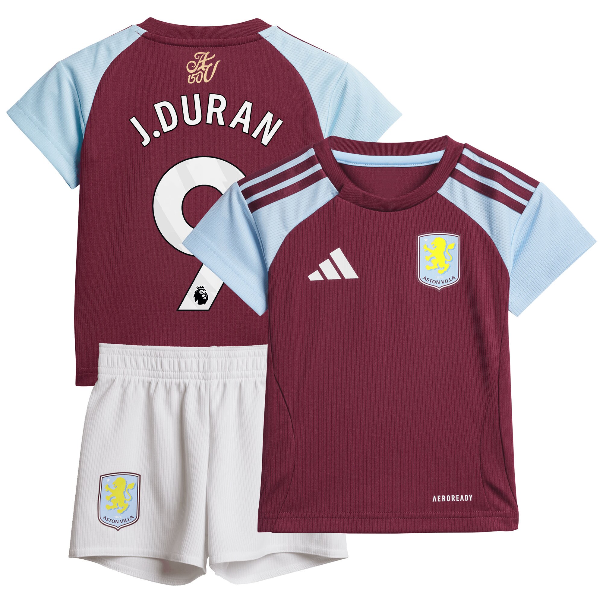 aston villa adidas home baby kit 2024-25 with j.duran 9 printing Collection | Official Aston Villa FC Gear Online