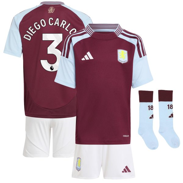 aston villa adidas home mini kit 2024-25 with diego carlos 3 printing Collection | Official Aston Villa FC Gear Online
