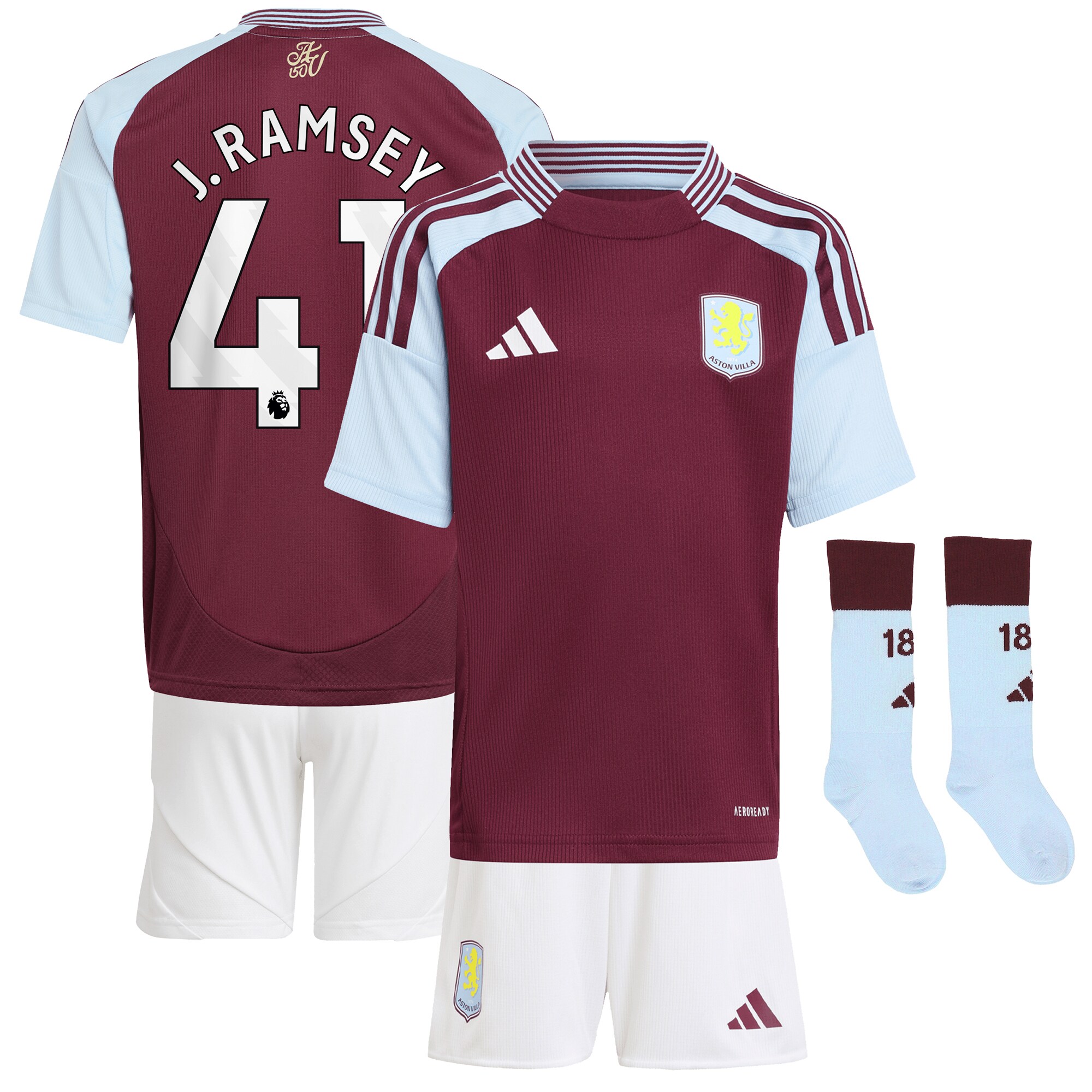 aston villa adidas home mini kit 2024-25 with j. ramsey 41 printing Collection | Official Aston Villa FC Gear Online
