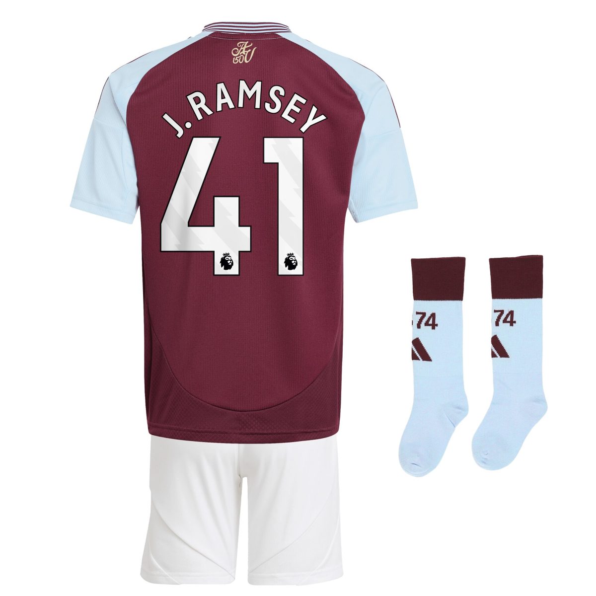 aston villa adidas home mini kit 2024-25 with j. ramsey 41 printing Collection | Official Aston Villa FC Gear Online