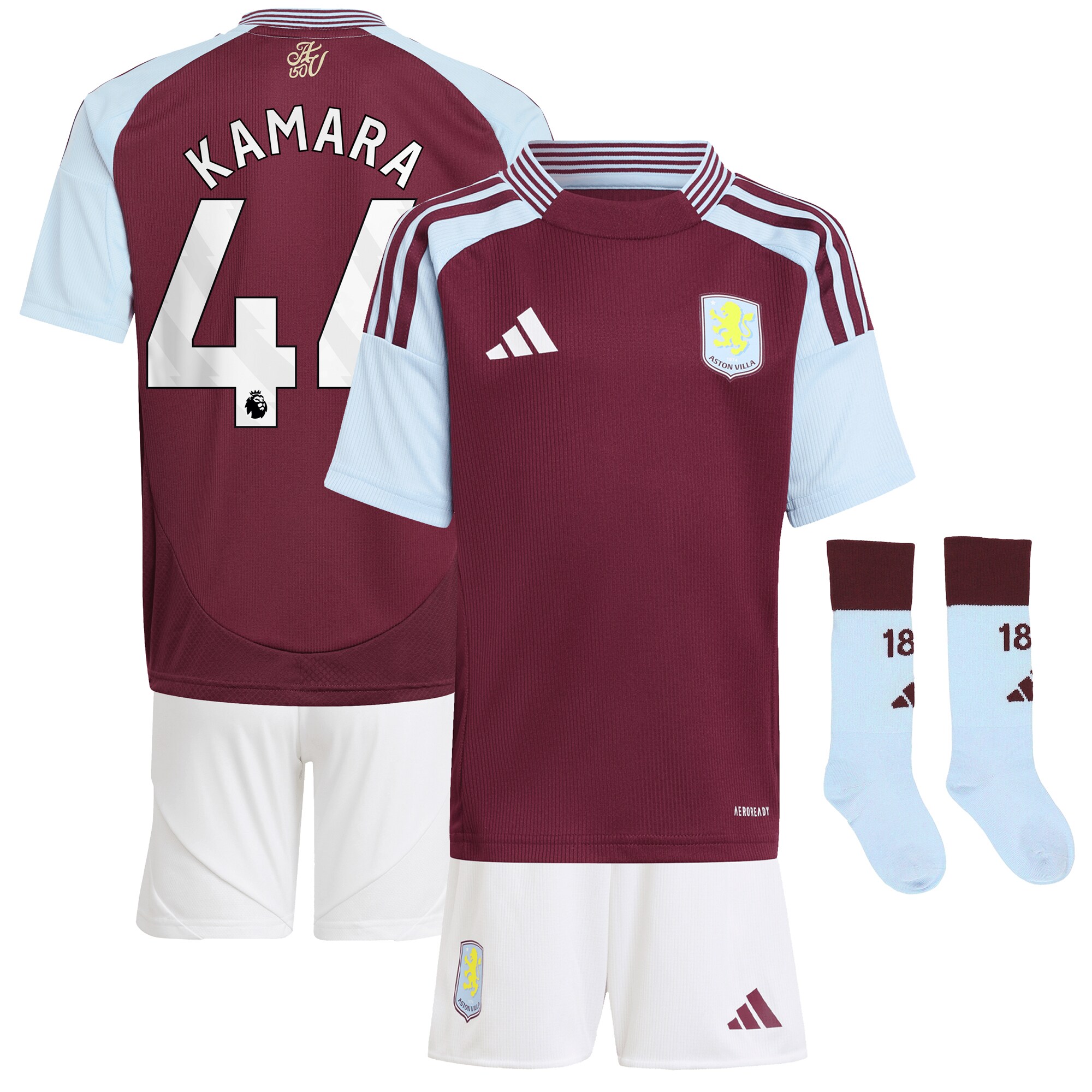 aston villa adidas home mini kit 2024-25 with kamara 44 printing Collection | Official Aston Villa FC Gear Online