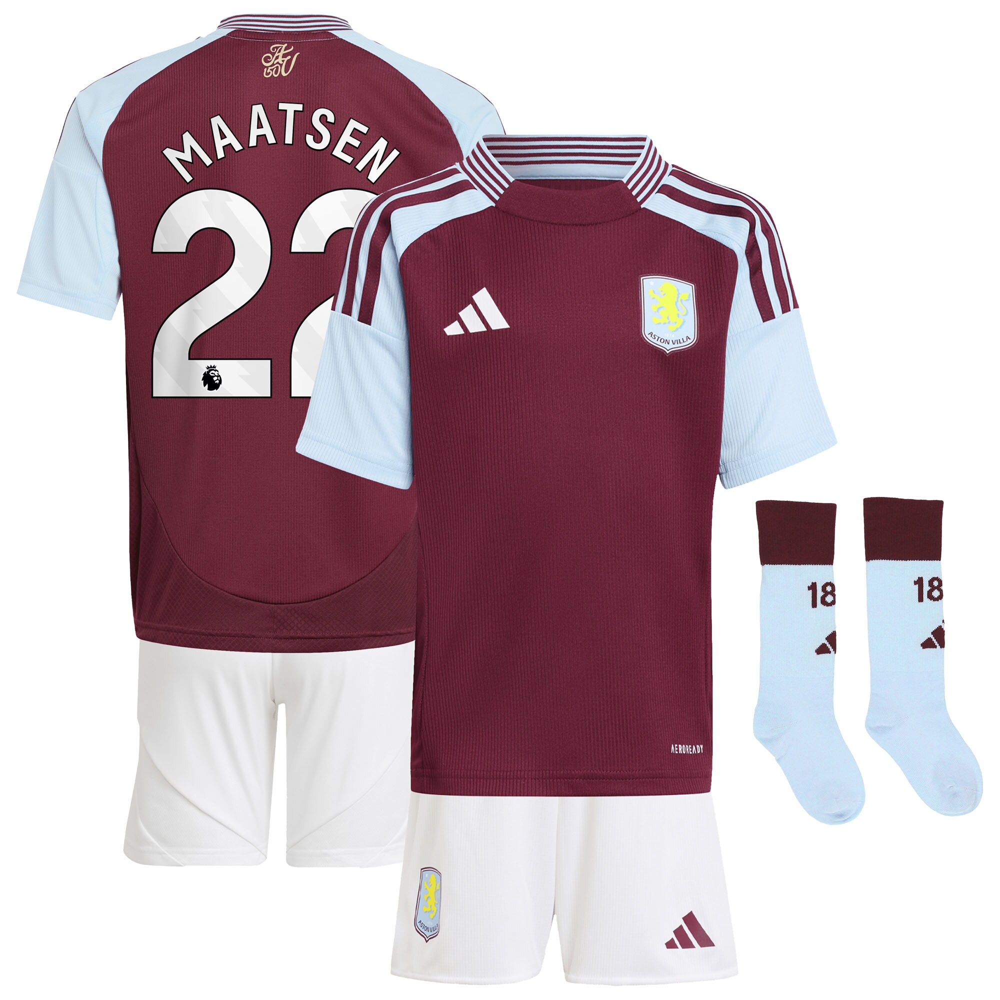 aston villa adidas home mini kit 2024-25 with maatsen 22 printing Collection | Official Aston Villa FC Gear Online
