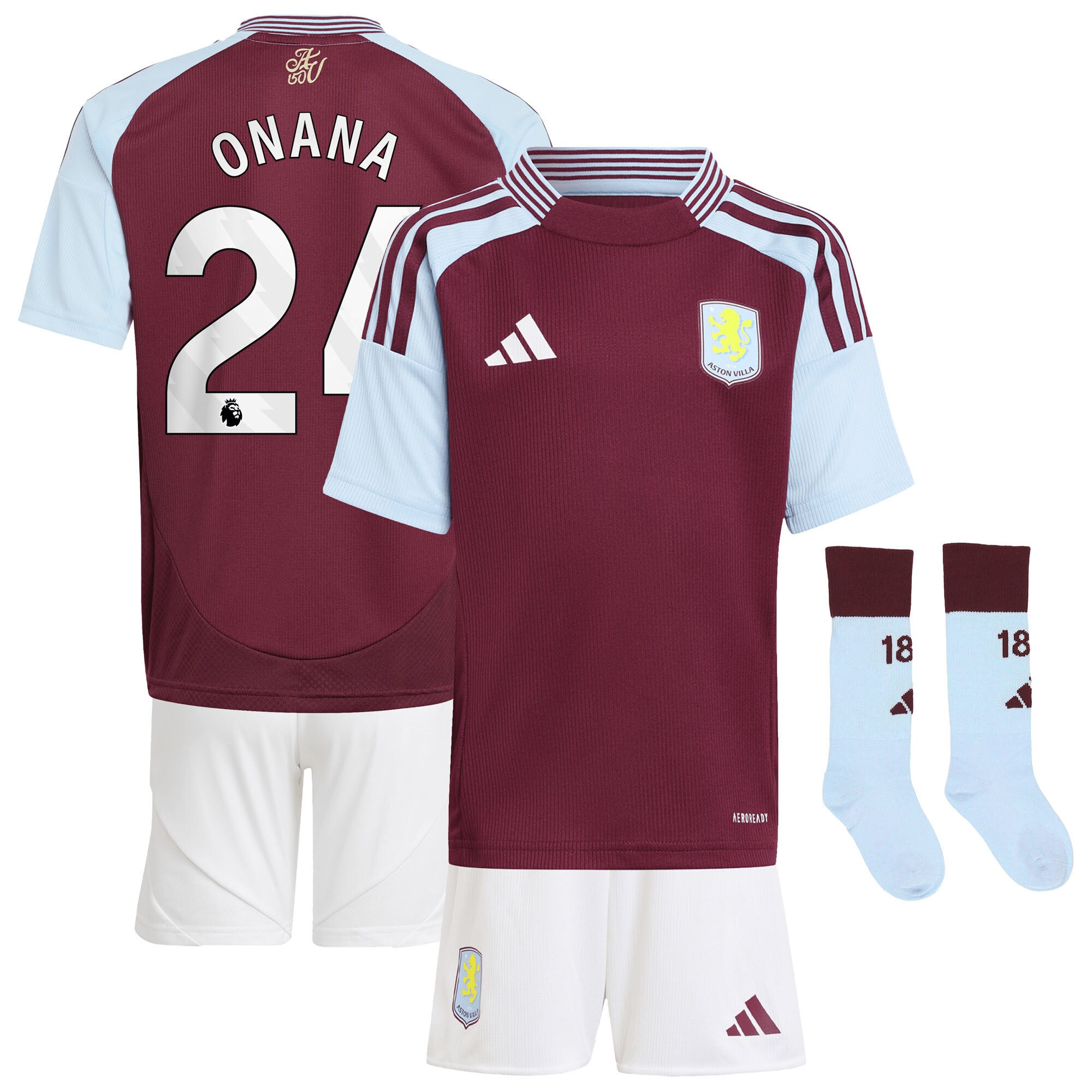 aston villa adidas home mini kit 2024-25 with onana 24 printing Collection | Official Aston Villa FC Gear Online