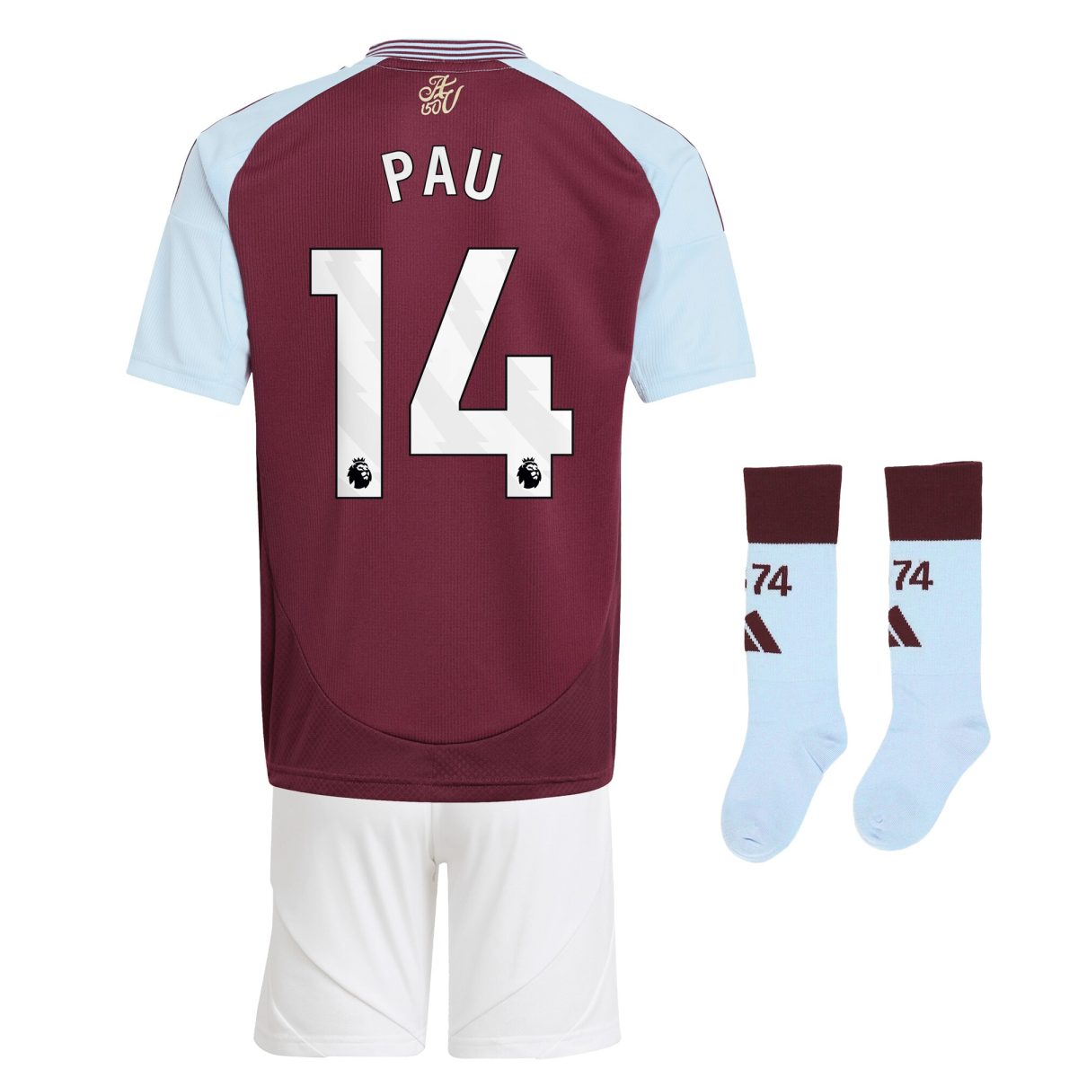 aston villa adidas home mini kit 2024-25 with pau 14 printing Collection | Official Aston Villa FC Gear Online