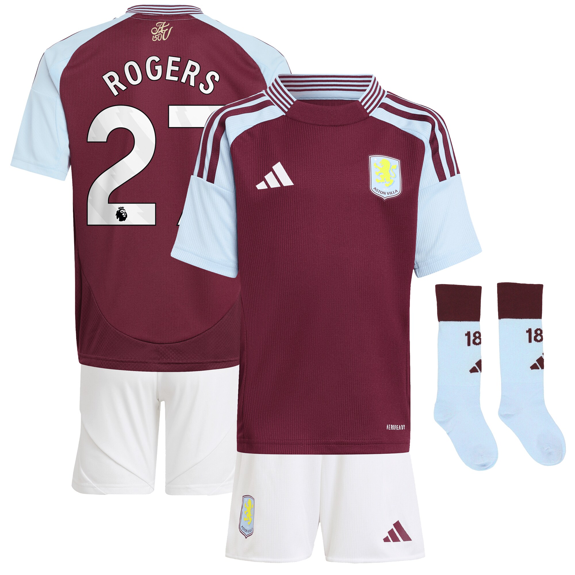 aston villa adidas home mini kit 2024-25 with rogers 27 printing Collection | Official Aston Villa FC Gear Online