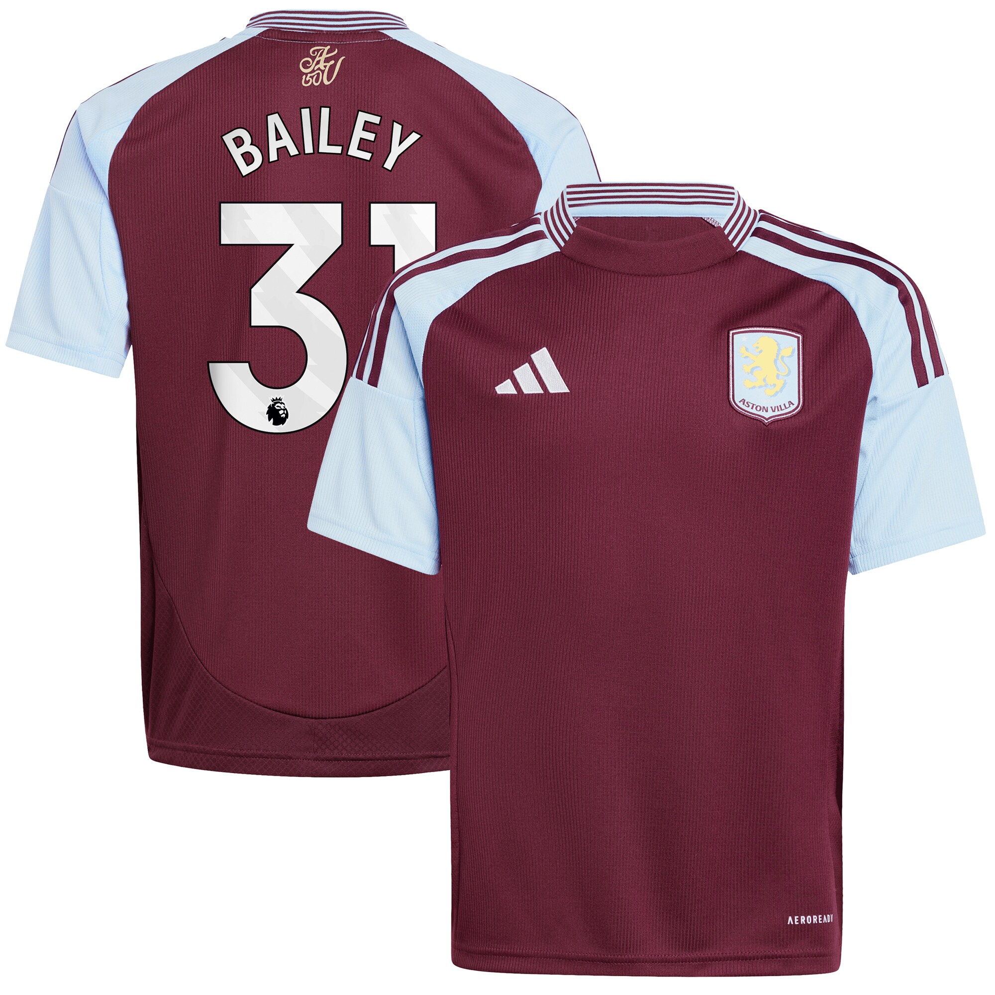 aston villa adidas home shirt 2024-25 – kids with bailey 31 printing Collection | Official Aston Villa FC Gear Online