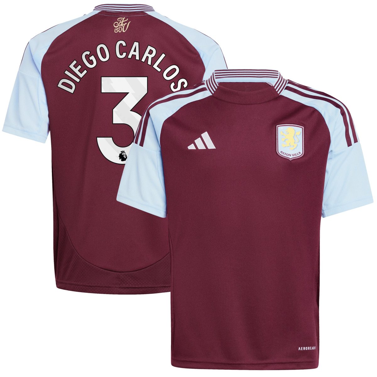 aston villa adidas home shirt 2024-25 – kids with diego carlos 3 printing Collection | Official Aston Villa FC Gear Online