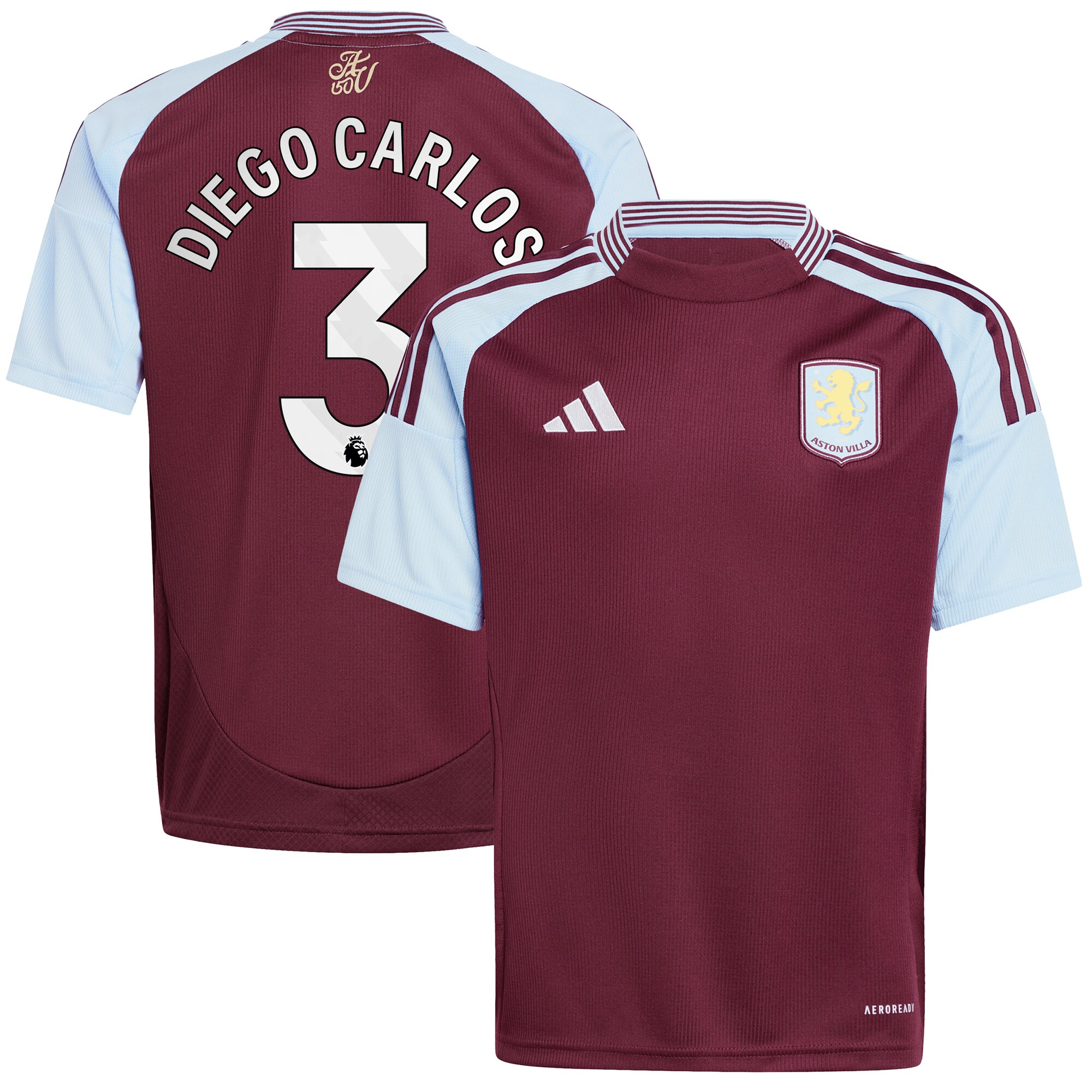 aston villa adidas home shirt 2024-25 – kids with diego carlos 3 printing Collection | Official Aston Villa FC Gear Online