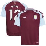 aston villa adidas home shirt 2024-25 – kids with digne 12 printing Collection | Official Aston Villa FC Gear Online