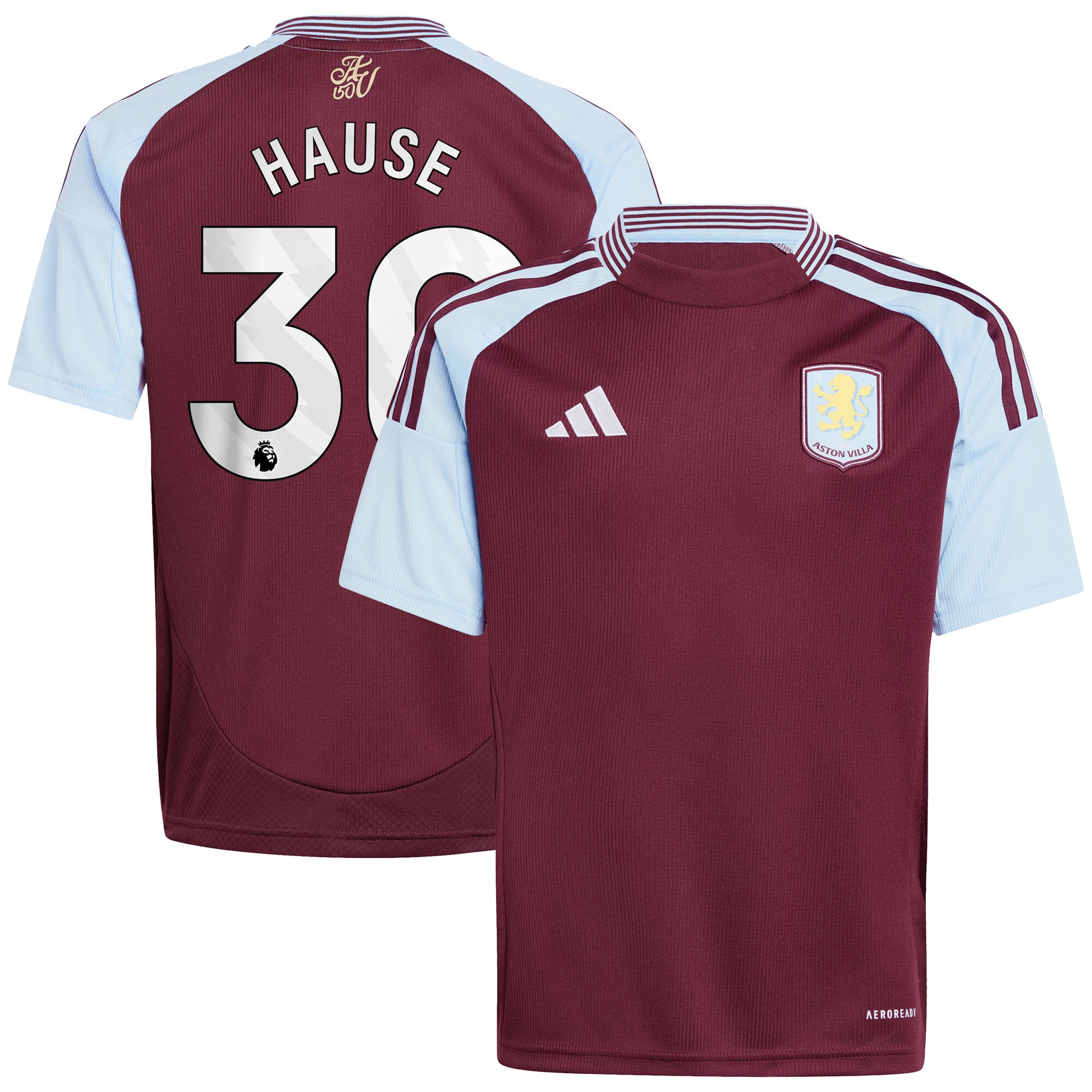 aston villa adidas home shirt 2024-25 – kids with hause 30 printing Collection | Official Aston Villa FC Gear Online