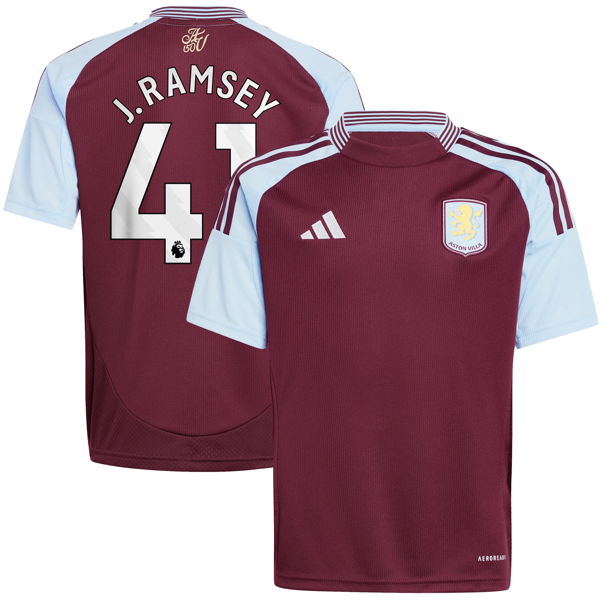aston villa adidas home shirt 2024-25 – kids with j. ramsey 41 printing Collection | Official Aston Villa FC Gear Online