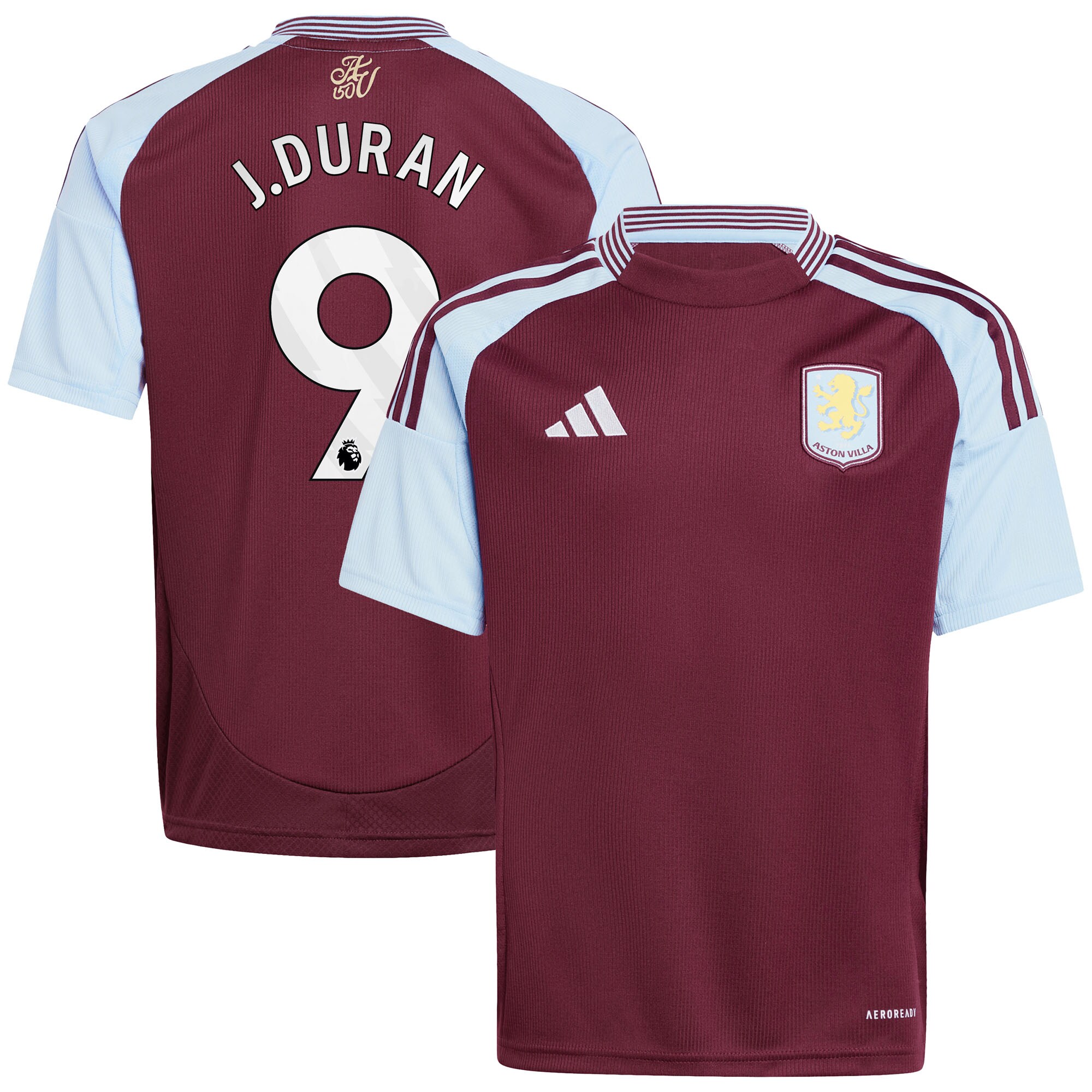 aston villa adidas home shirt 2024-25 – kids with j.duran 9 printing Collection | Official Aston Villa FC Gear Online