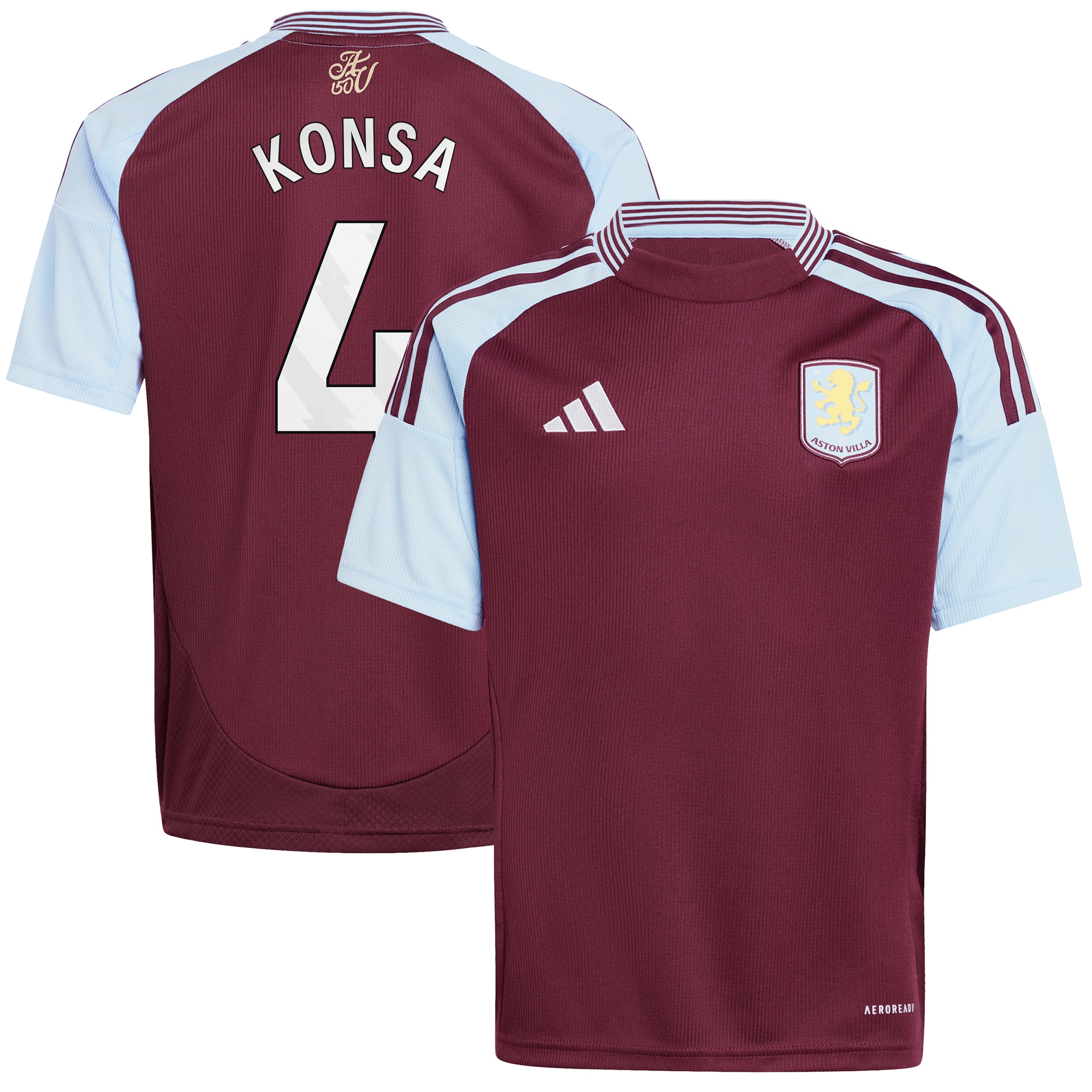 aston villa adidas home shirt 2024-25 – kids with konsa 4 printing Collection | Official Aston Villa FC Gear Online