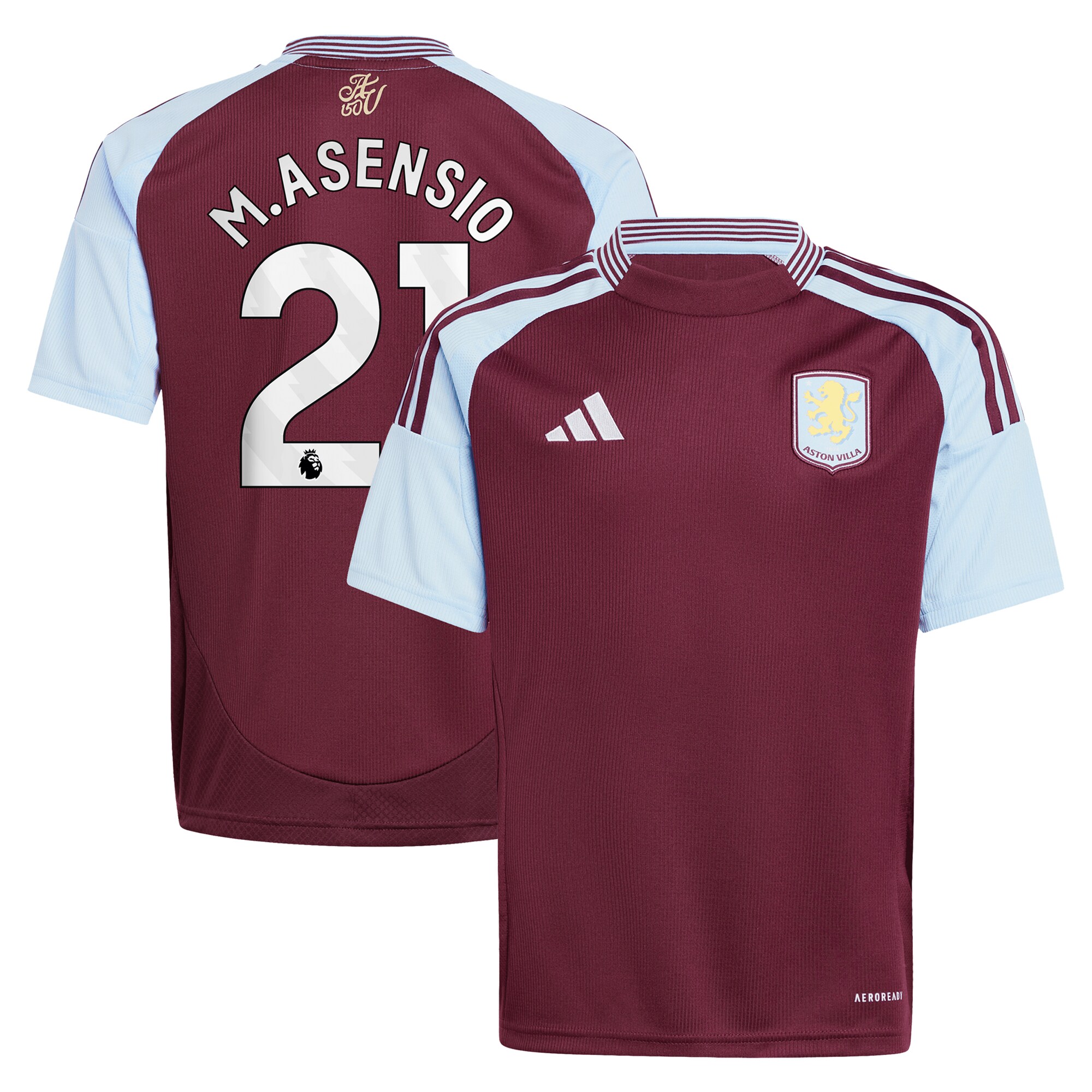 aston villa adidas home shirt 2024-25 – kids with m.asensio 21 printing Collection | Official Aston Villa FC Gear Online