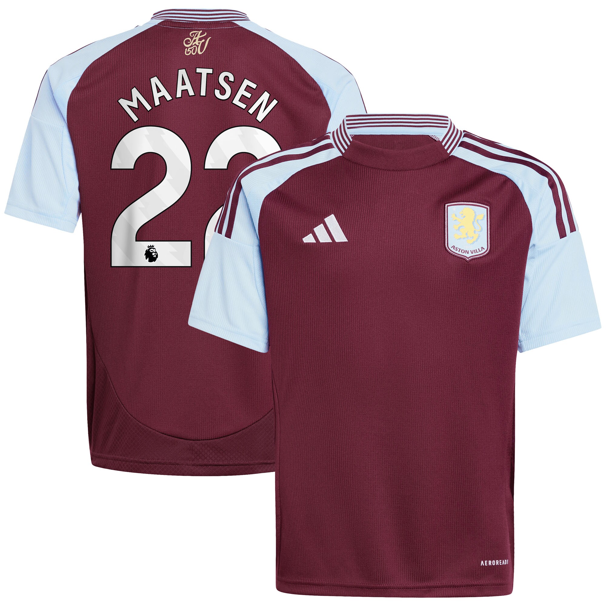 aston villa adidas home shirt 2024-25 – kids with maatsen 22 printing Collection | Official Aston Villa FC Gear Online