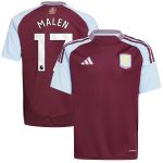 aston villa adidas home shirt 2024-25 – kids with malen 17 printing Collection | Official Aston Villa FC Gear Online