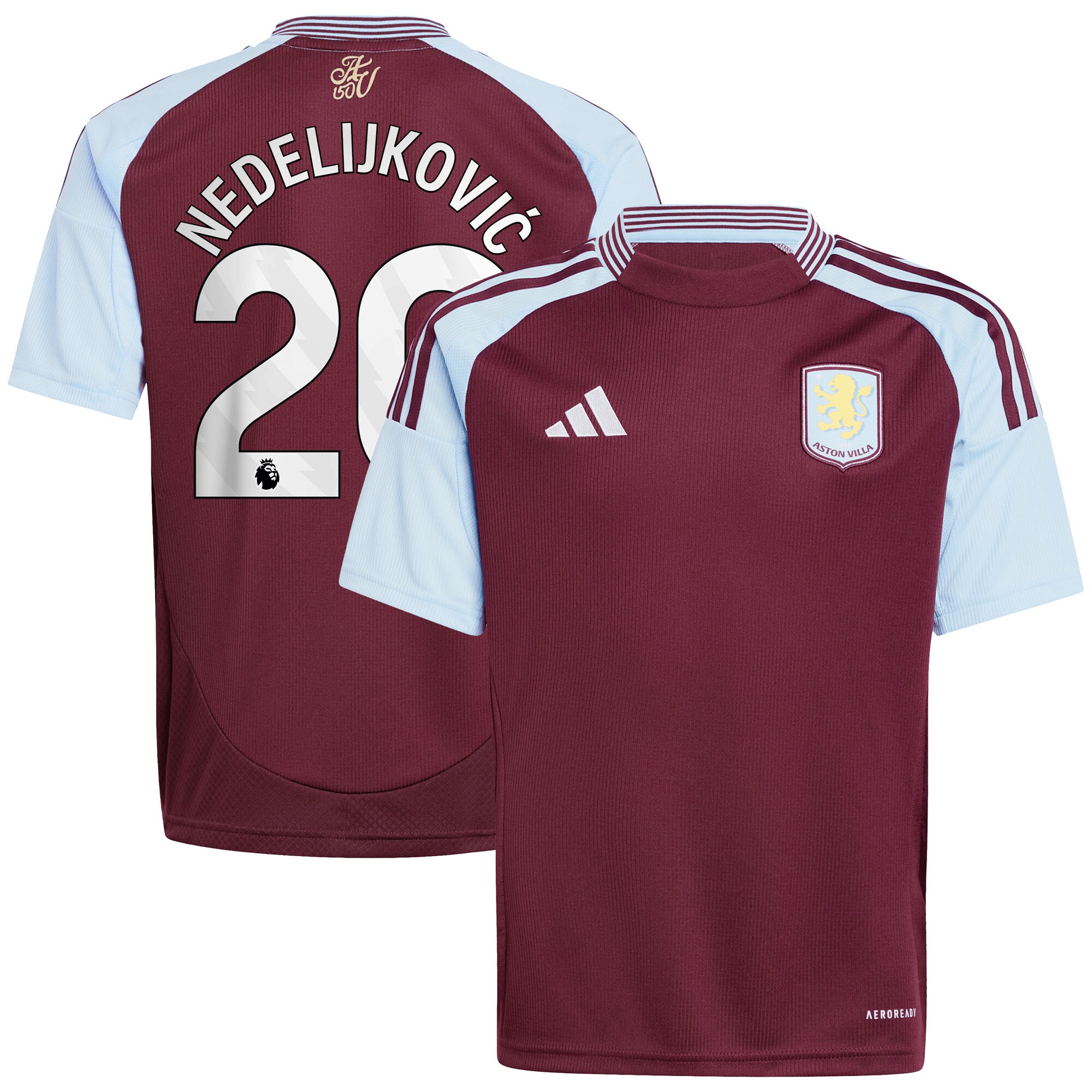 aston villa adidas home shirt 2024-25 – kids with nedeljković 20 printing Collection | Official Aston Villa FC Gear Online