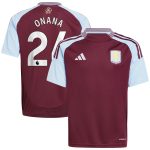 aston villa adidas home shirt 2024-25 – kids with onana 24 printing Collection | Official Aston Villa FC Gear Online
