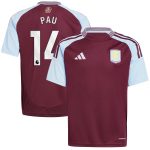 aston villa adidas home shirt 2024-25 – kids with pau 14 printing Collection | Official Aston Villa FC Gear Online