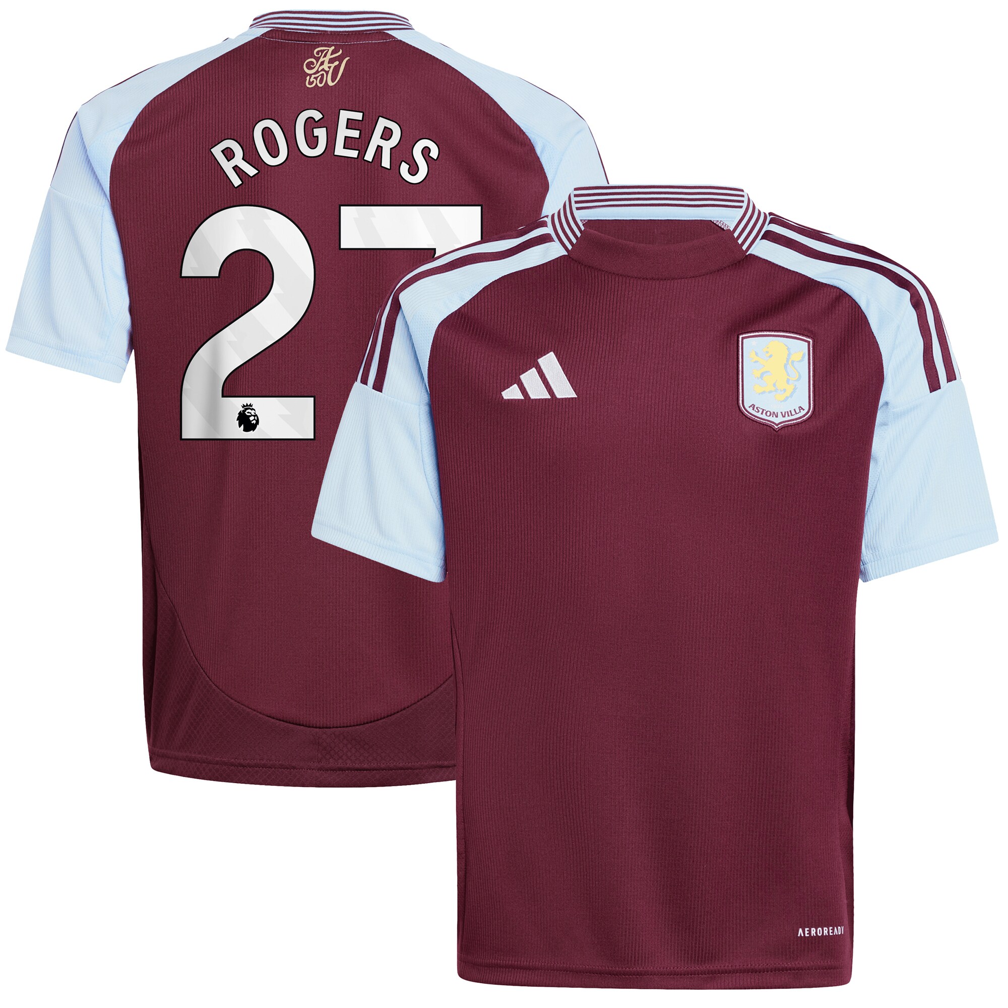 aston villa adidas home shirt 2024-25 – kids with rogers 27 printing Collection | Official Aston Villa FC Gear Online