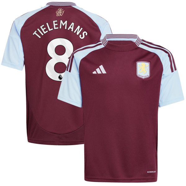 aston villa adidas home shirt 2024-25 – kids with tielemans 8 printing Collection | Official Aston Villa FC Gear Online