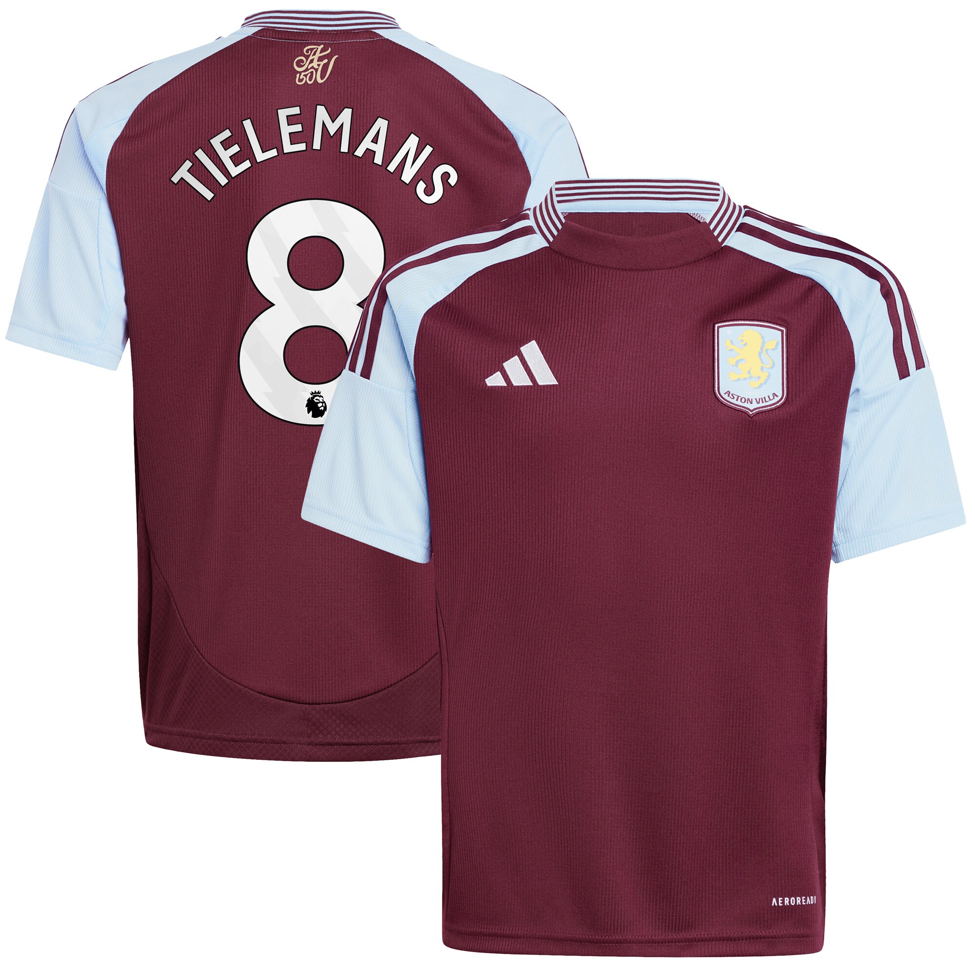 aston villa adidas home shirt 2024-25 – kids with tielemans 8 printing Collection | Official Aston Villa FC Gear Online